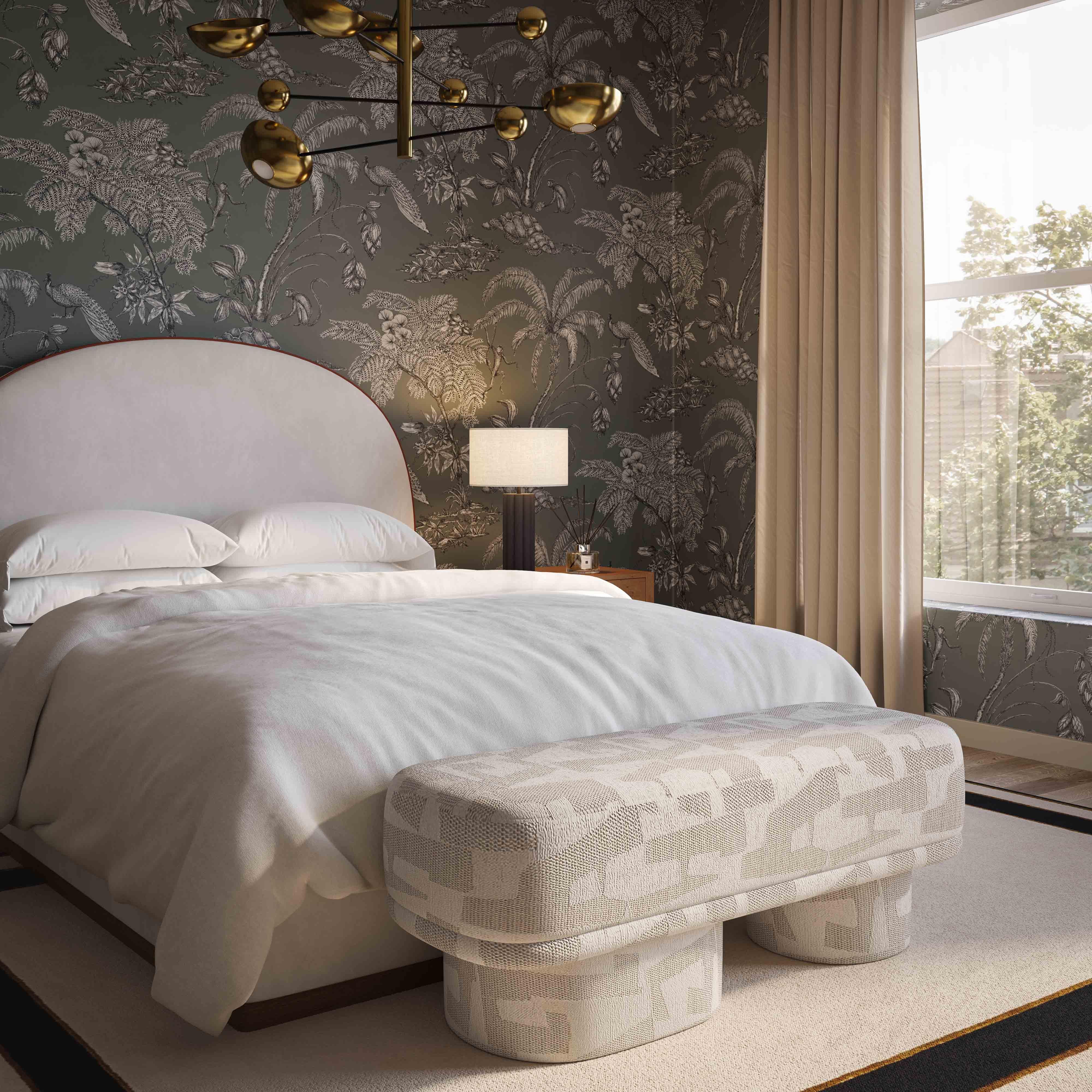 Tov Lena Cream Jacquard Bench - Image 4