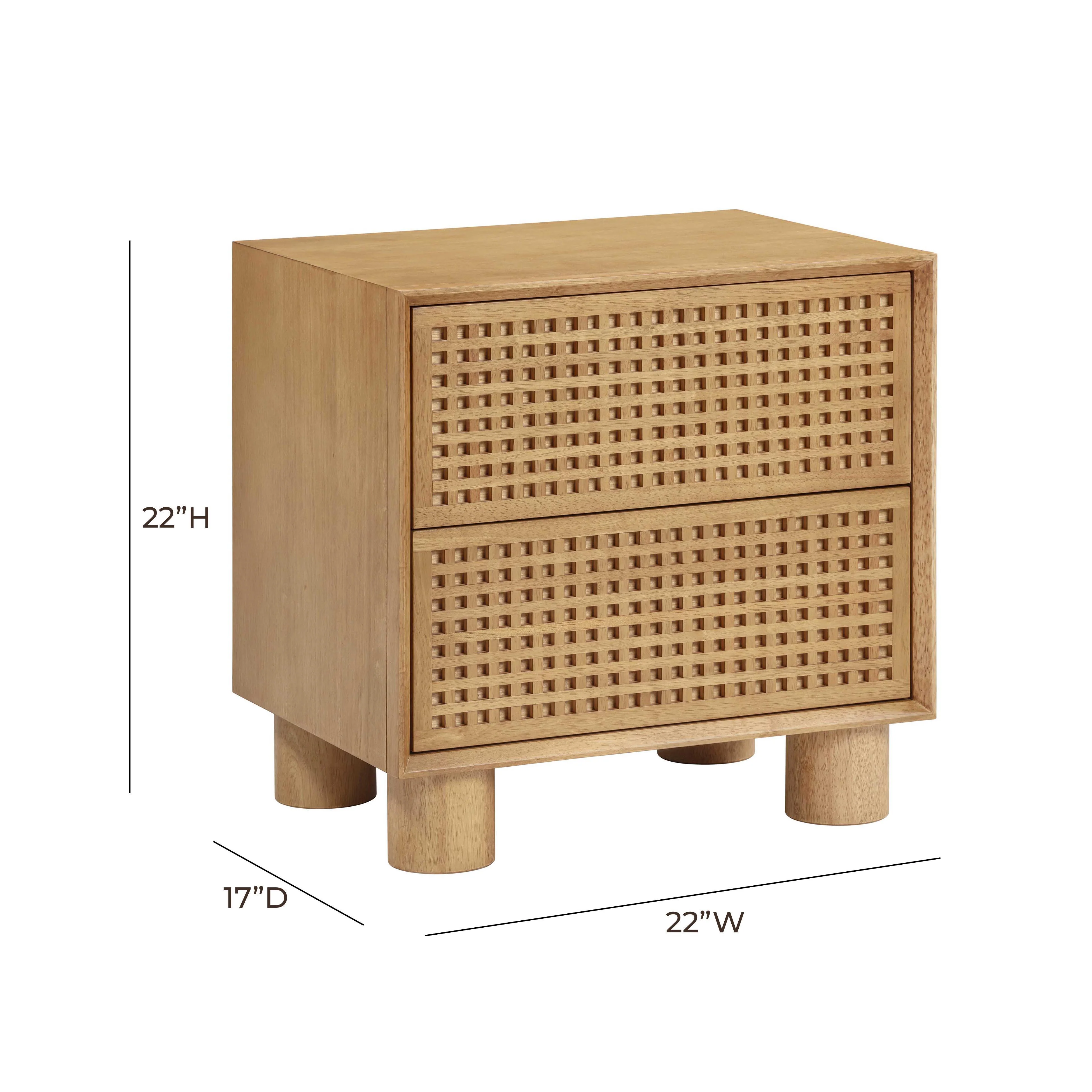 Tov Miles 22" Natural Wood 2-Drawer Nightstand - Image 9