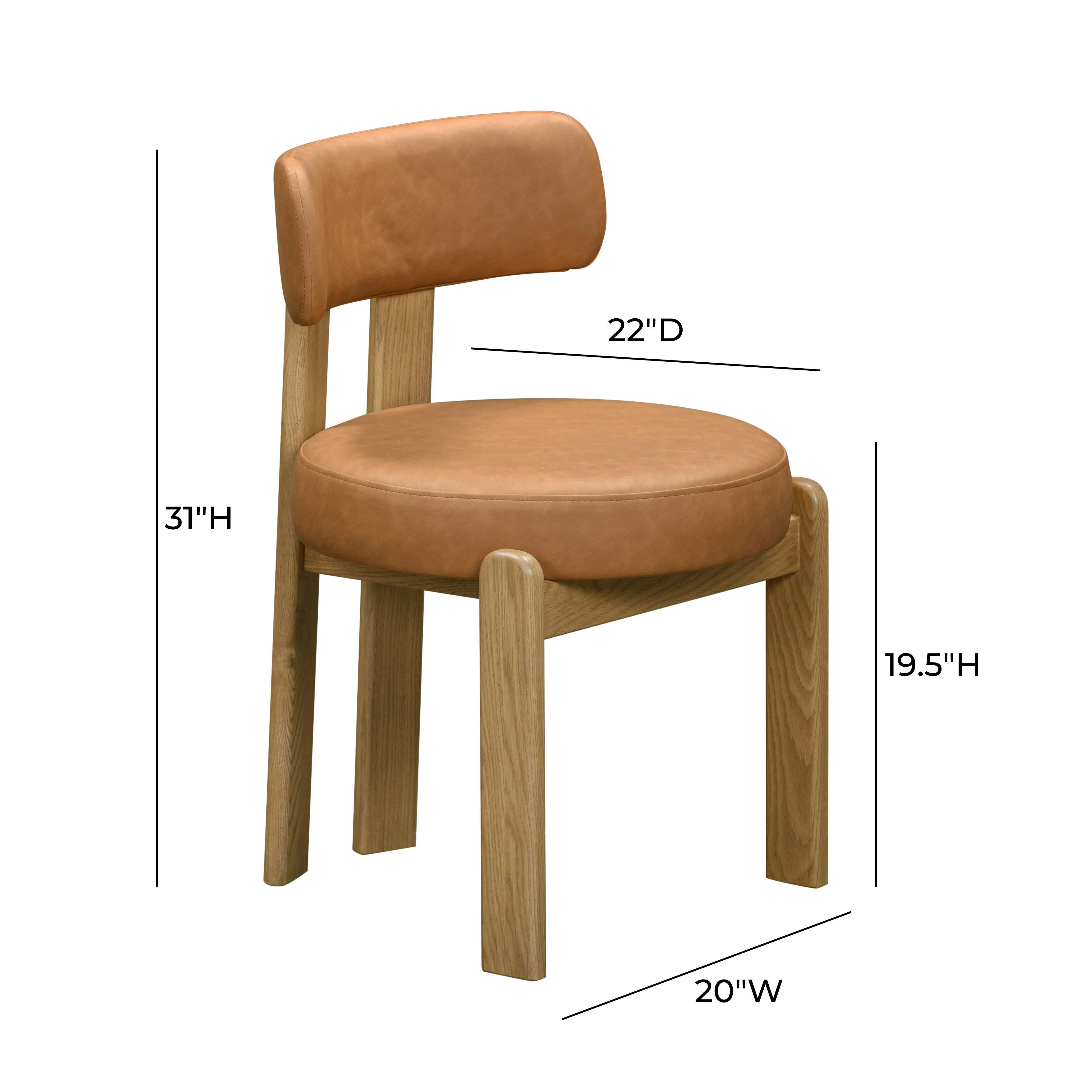 Tov Odessa Saddle Brown Vegan Leather Dining Chair - Image 2