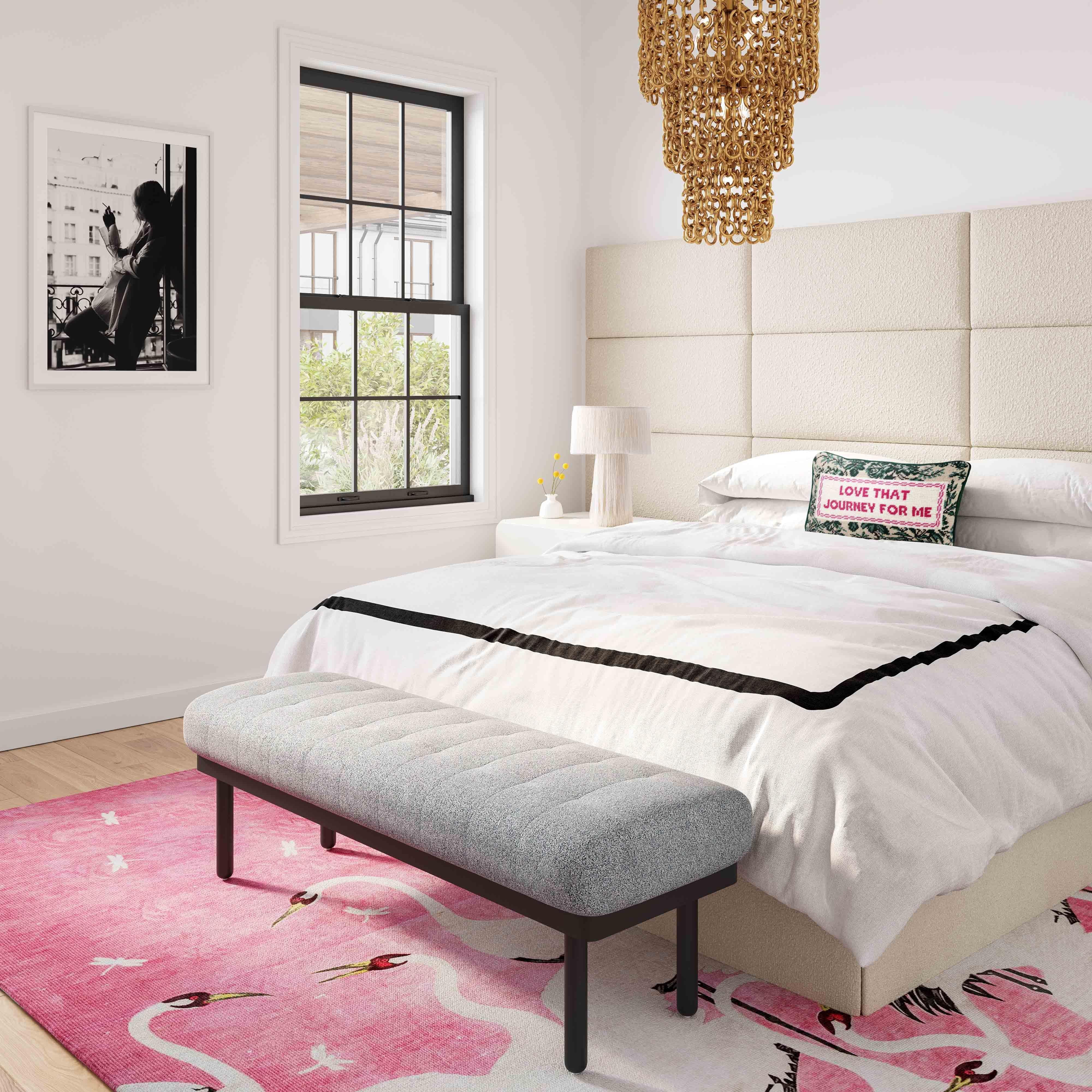 Tov Olivia Grey Boucle Bench - Image 3