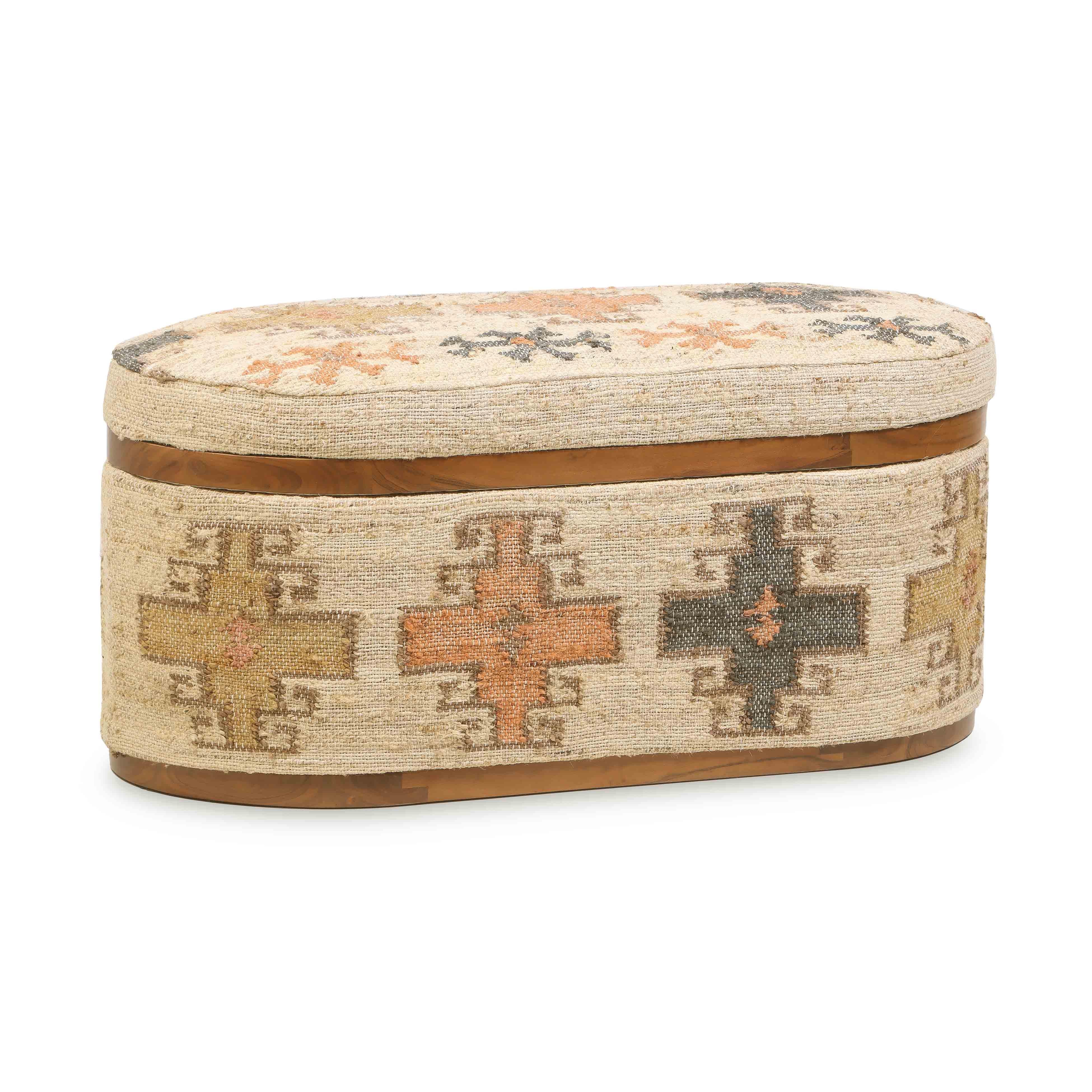 Tov Olivier 41" Cotton Oval Storage Ottoman