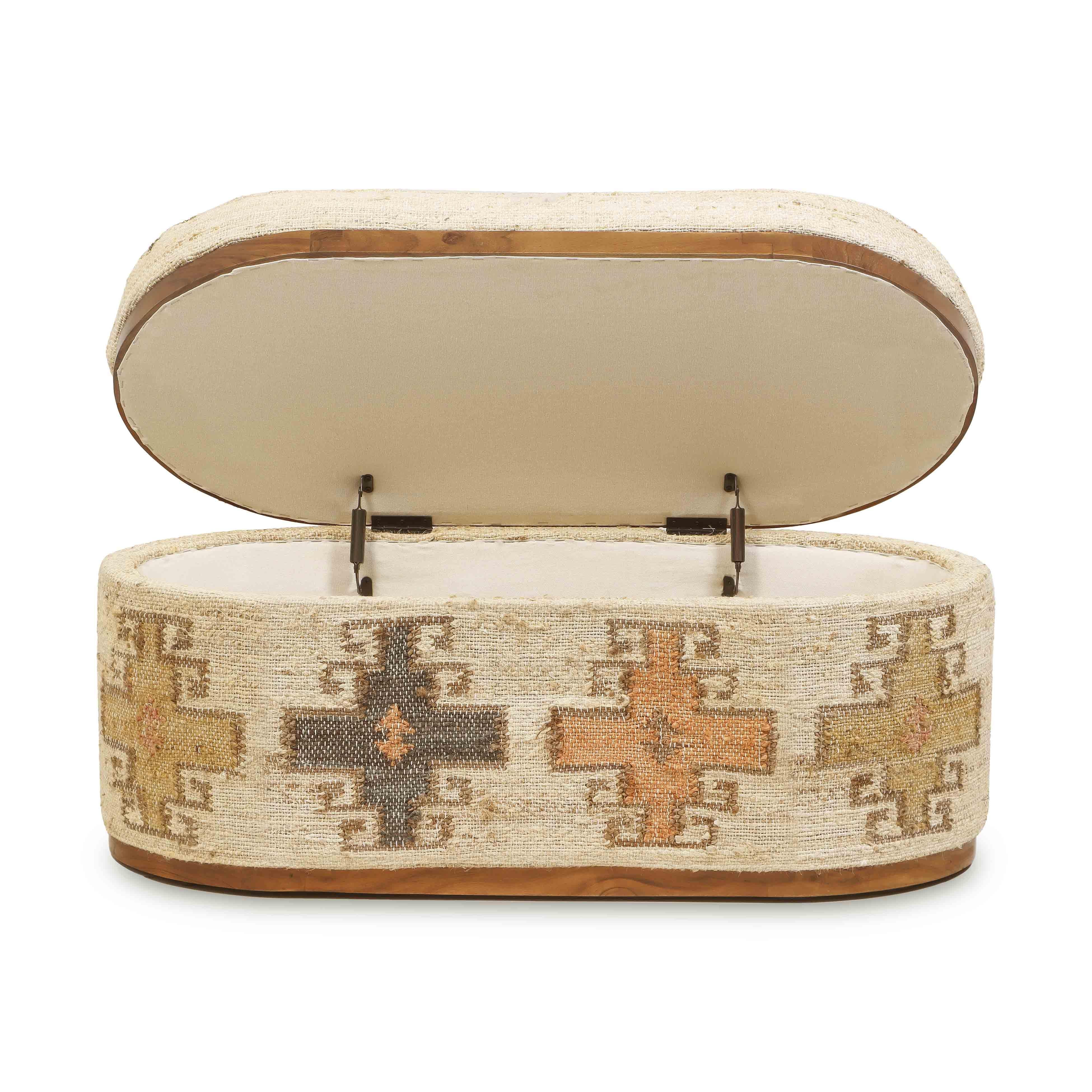 Tov Olivier 41" Cotton Oval Storage Ottoman - Image 3