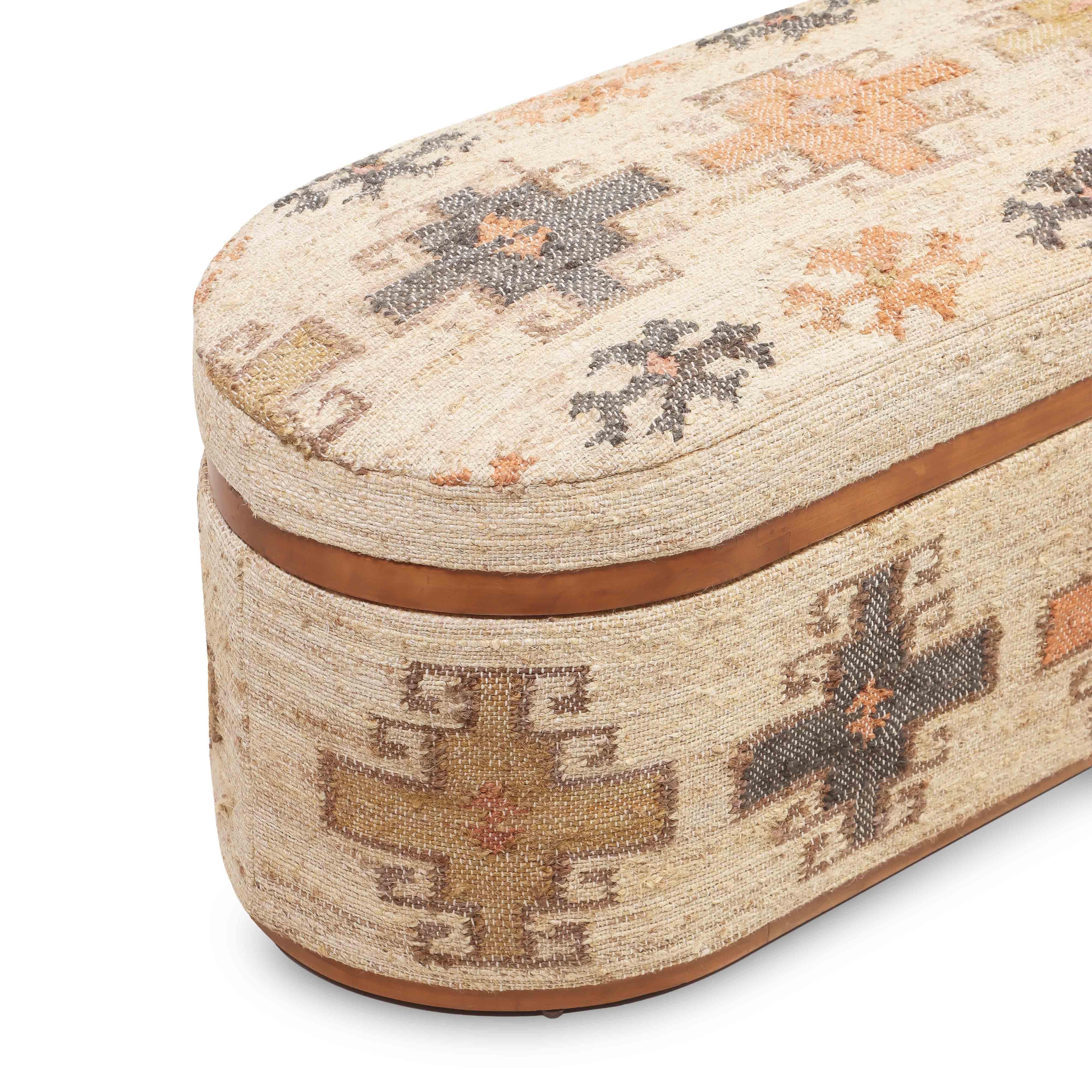 Tov Olivier 41" Cotton Oval Storage Ottoman - Image 4