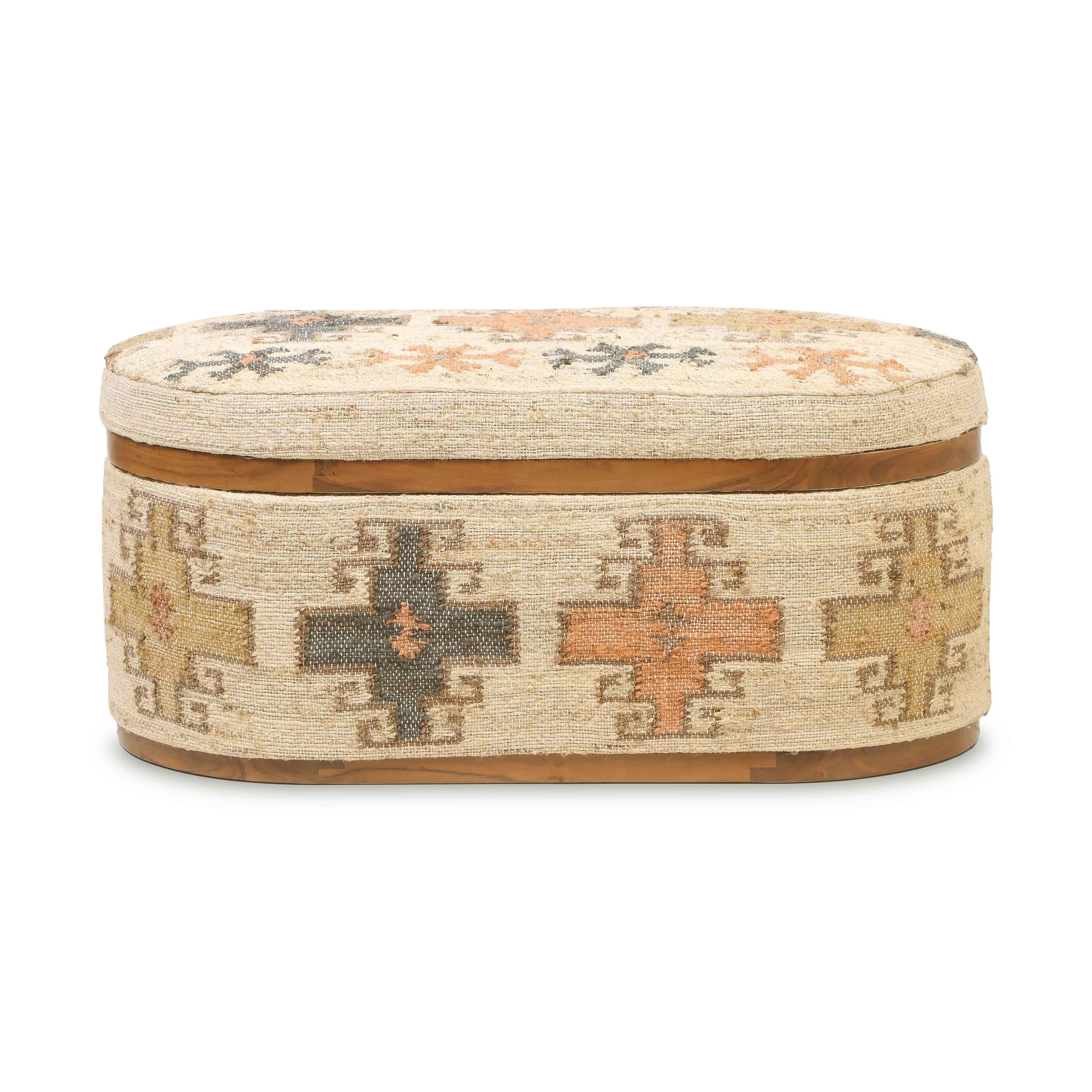 Tov Olivier 41" Cotton Oval Storage Ottoman - Image 5