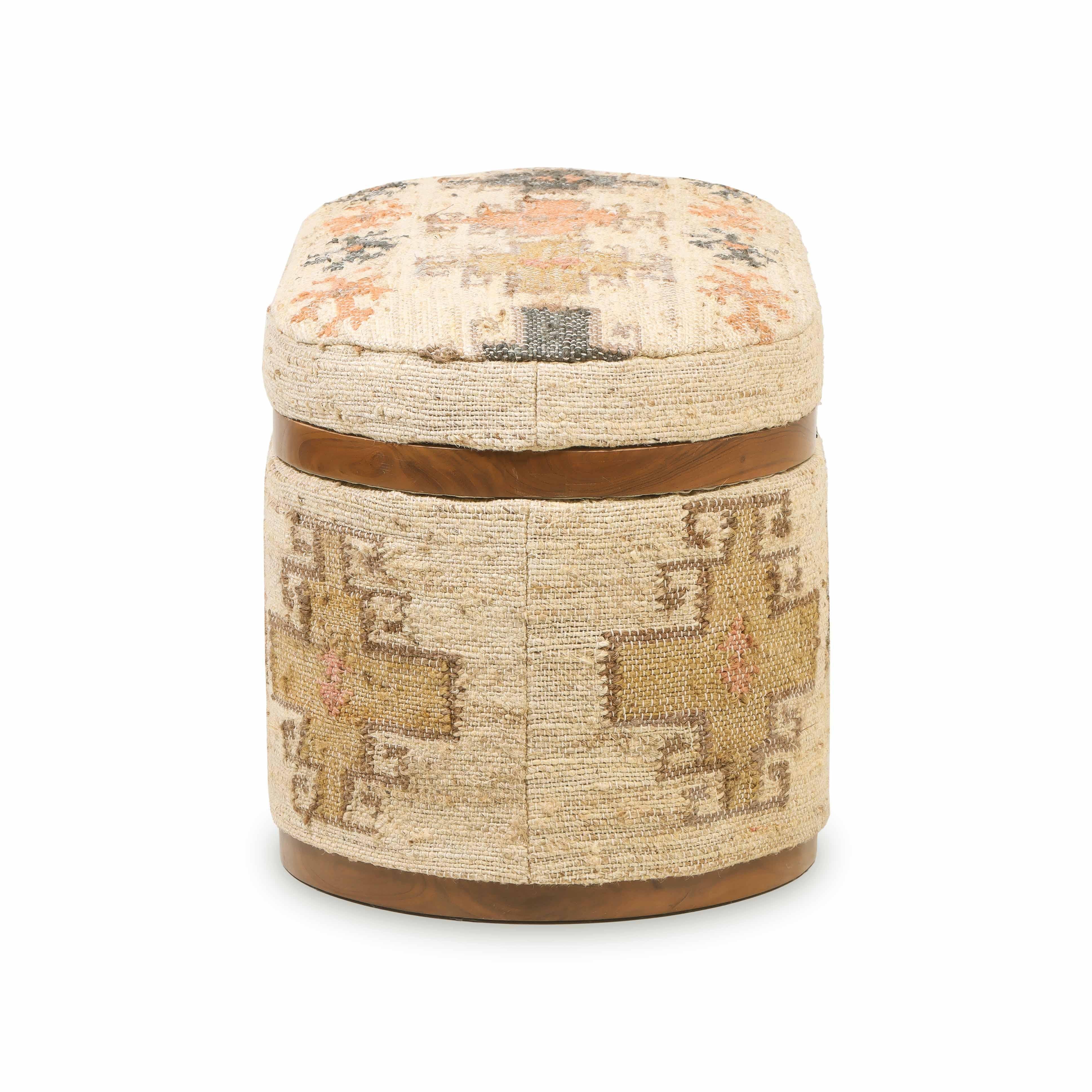 Tov Olivier 41" Cotton Oval Storage Ottoman - Image 6