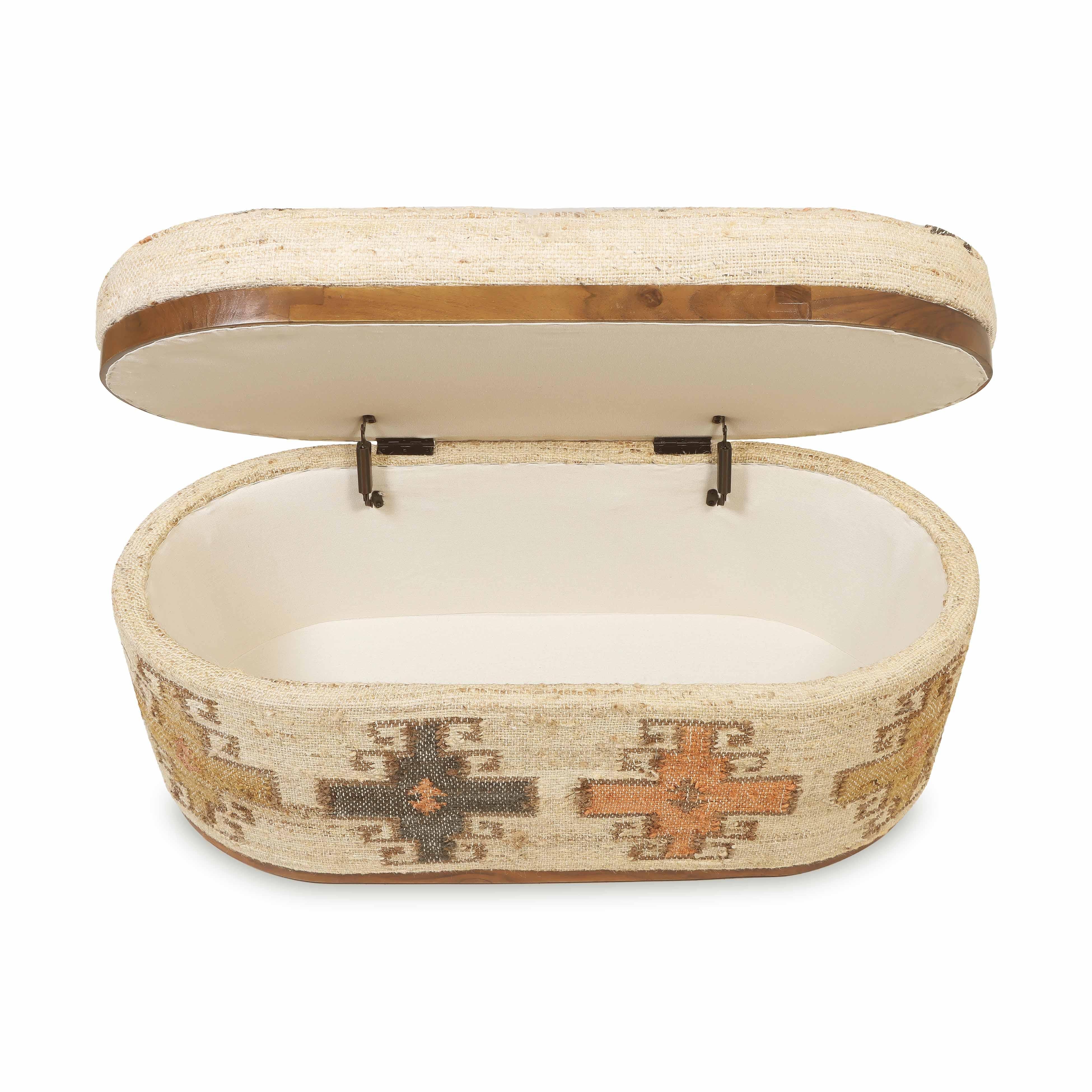 Tov Olivier 41" Cotton Oval Storage Ottoman - Image 7