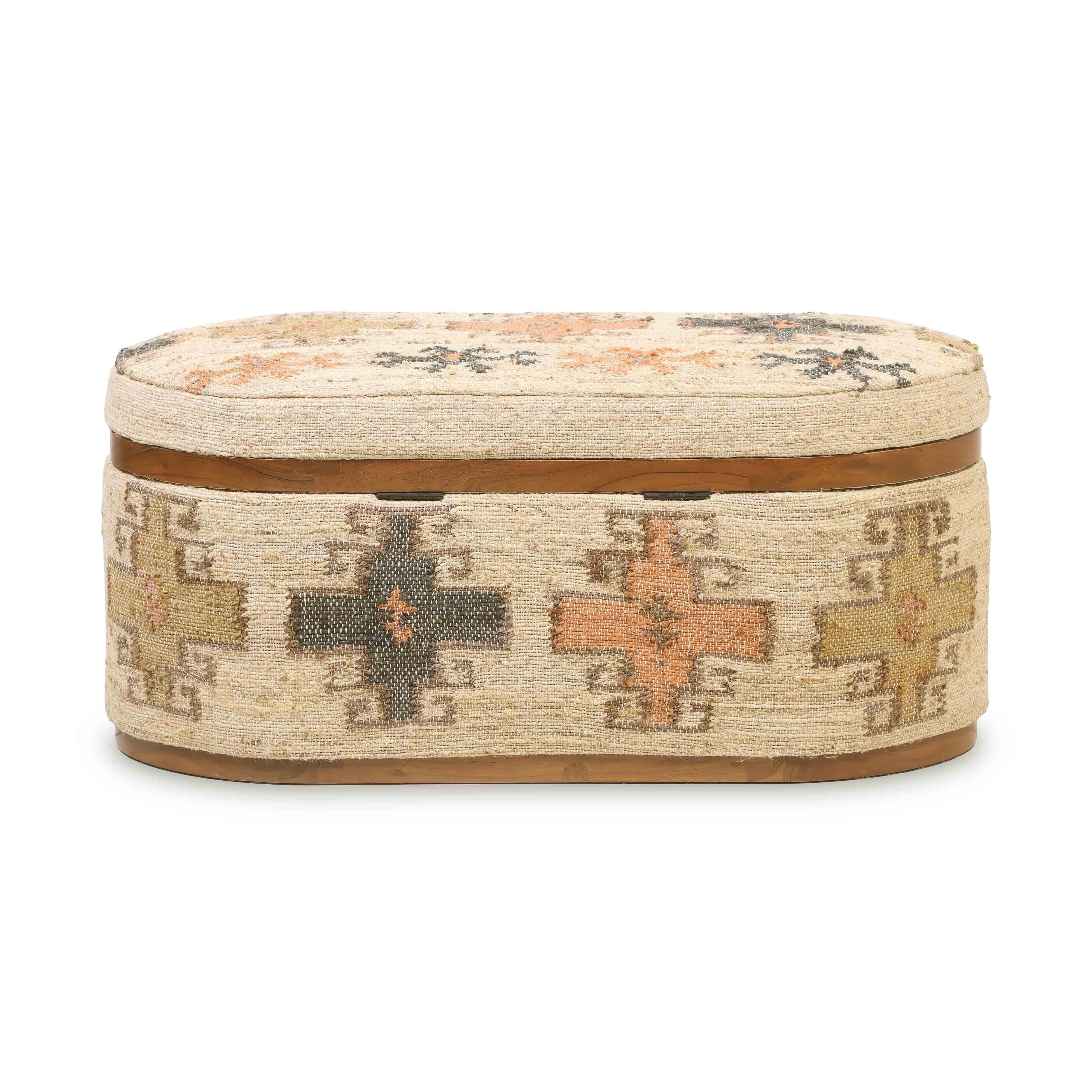 Tov Olivier 41" Cotton Oval Storage Ottoman - Image 8