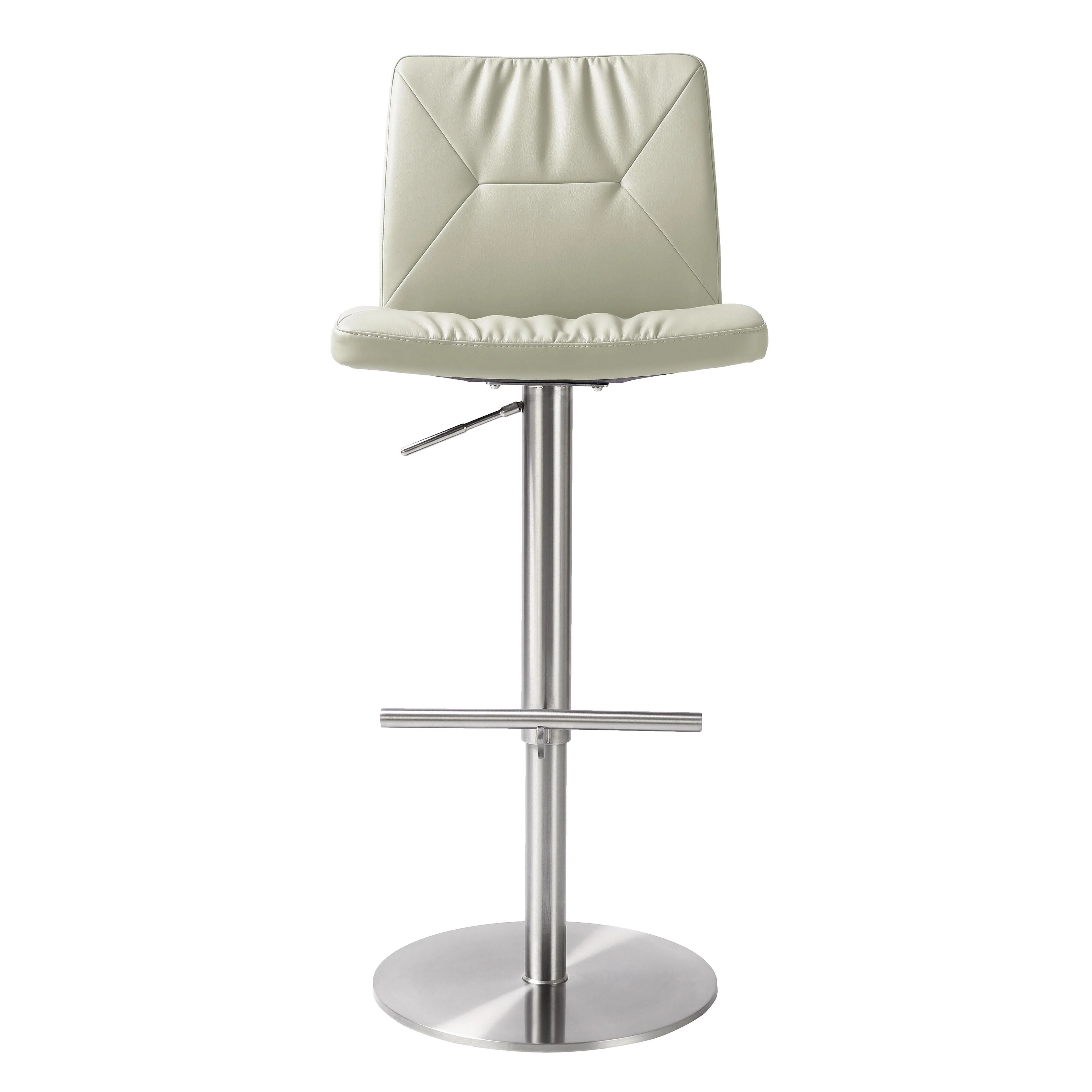 Tov Paddy Light Grey Performance Vegan Leather On Silver Adjustable Stool - Image 3