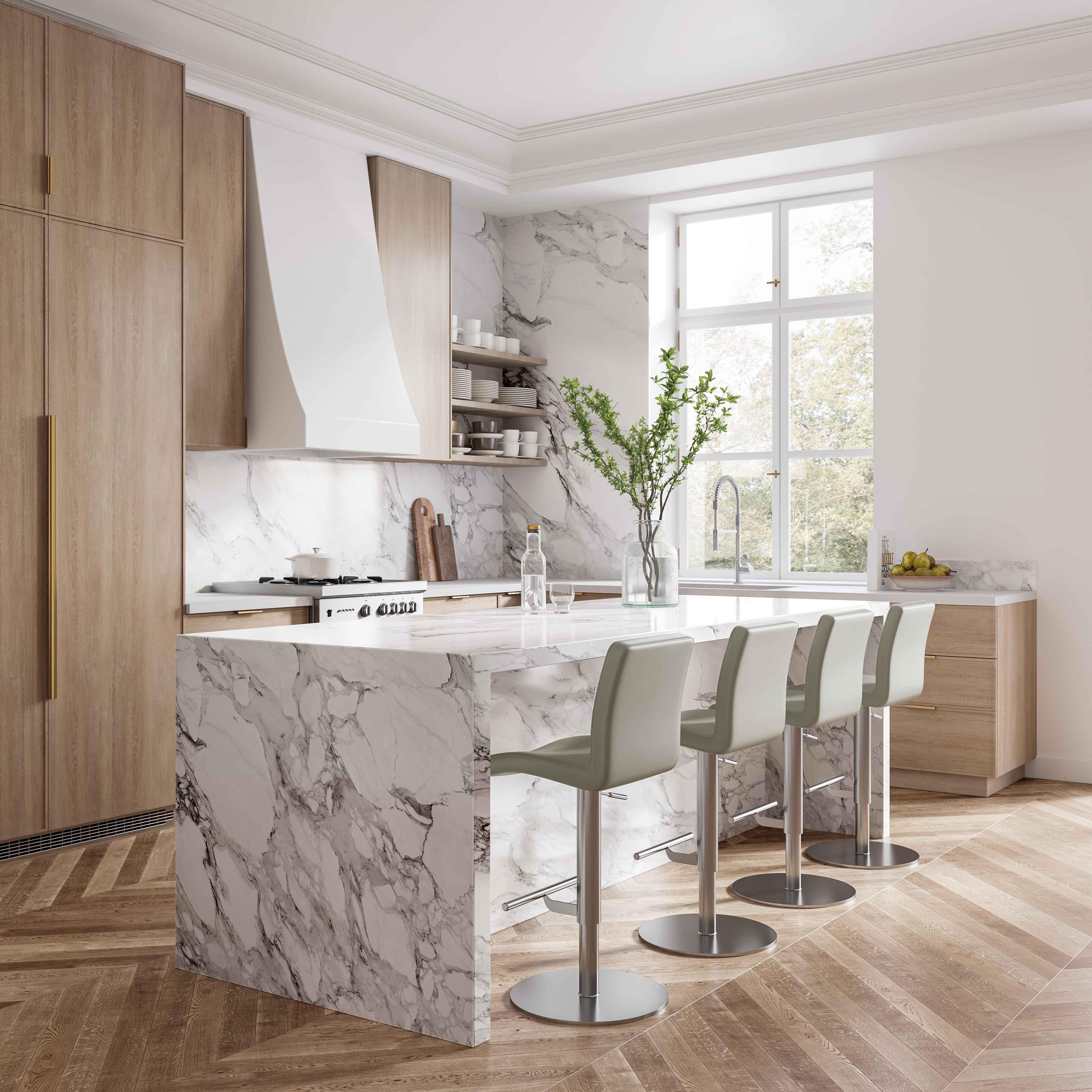Tov Paddy Light Grey Performance Vegan Leather On Silver Adjustable Stool - Image 4