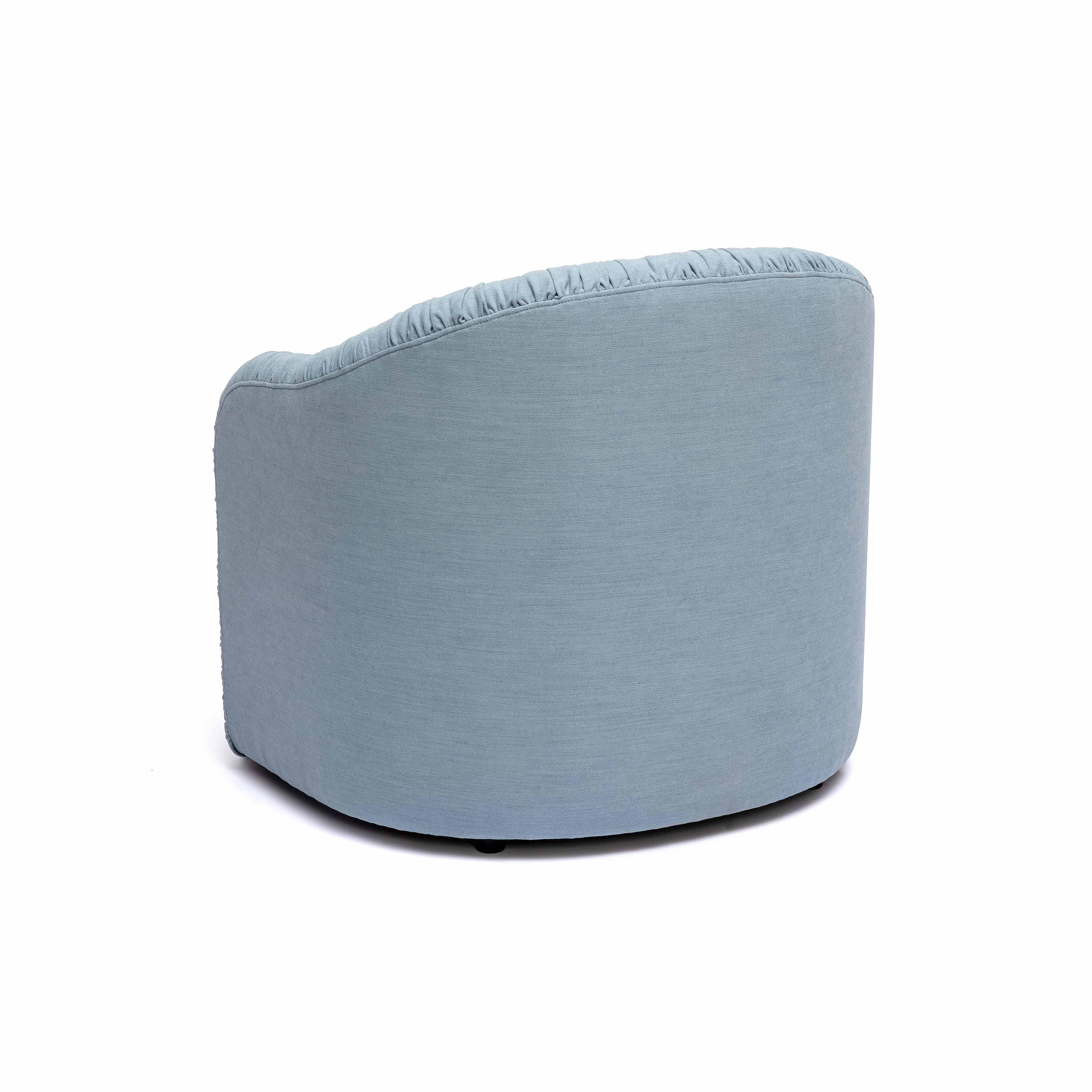 Tov Pamela Faded Blue Upcycled Performance Fabric Tasseled Lounge Accent Chair - Image 7