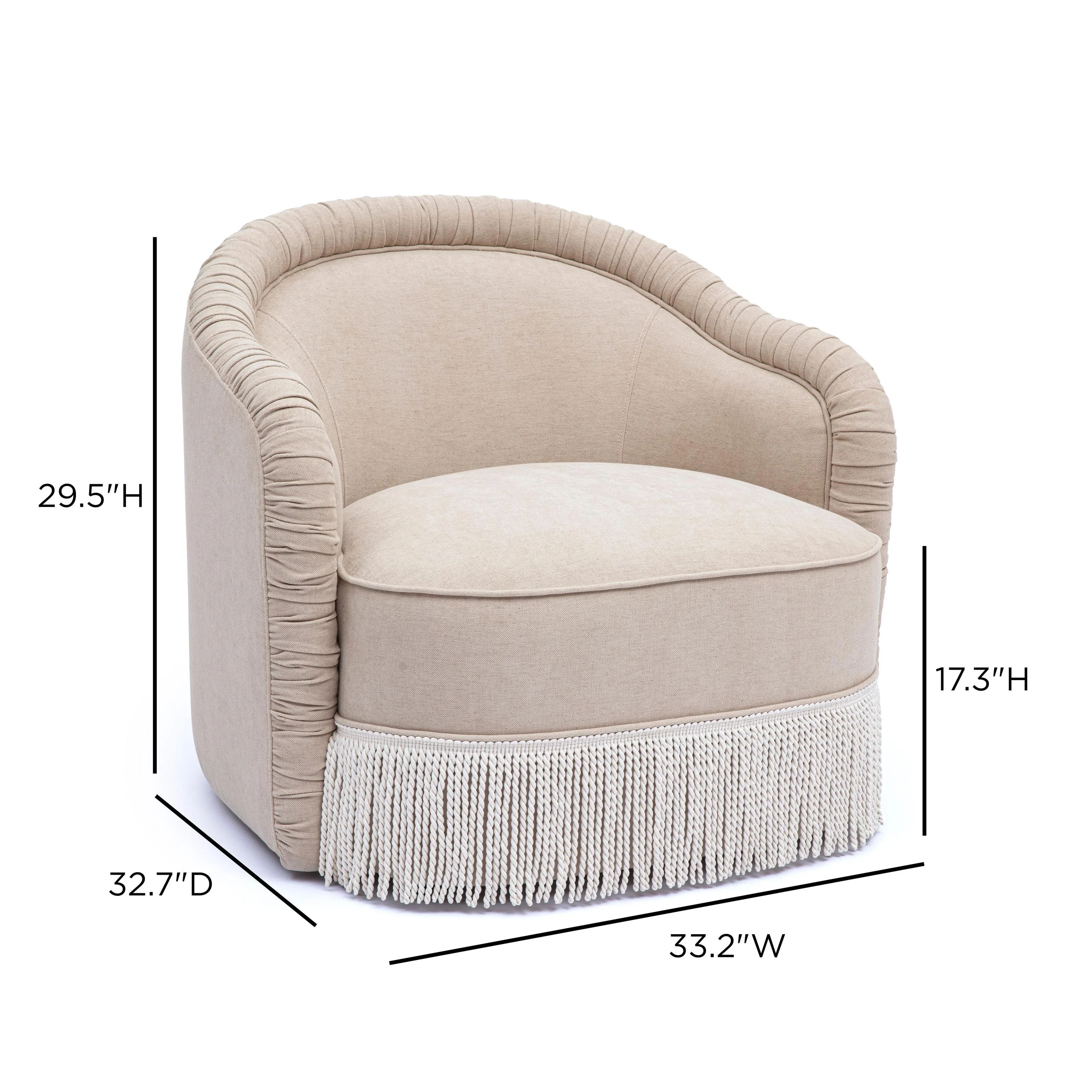 Tov Pamela Tan Performance Chenille Tasseled Lounge Accent Chair - Image 5