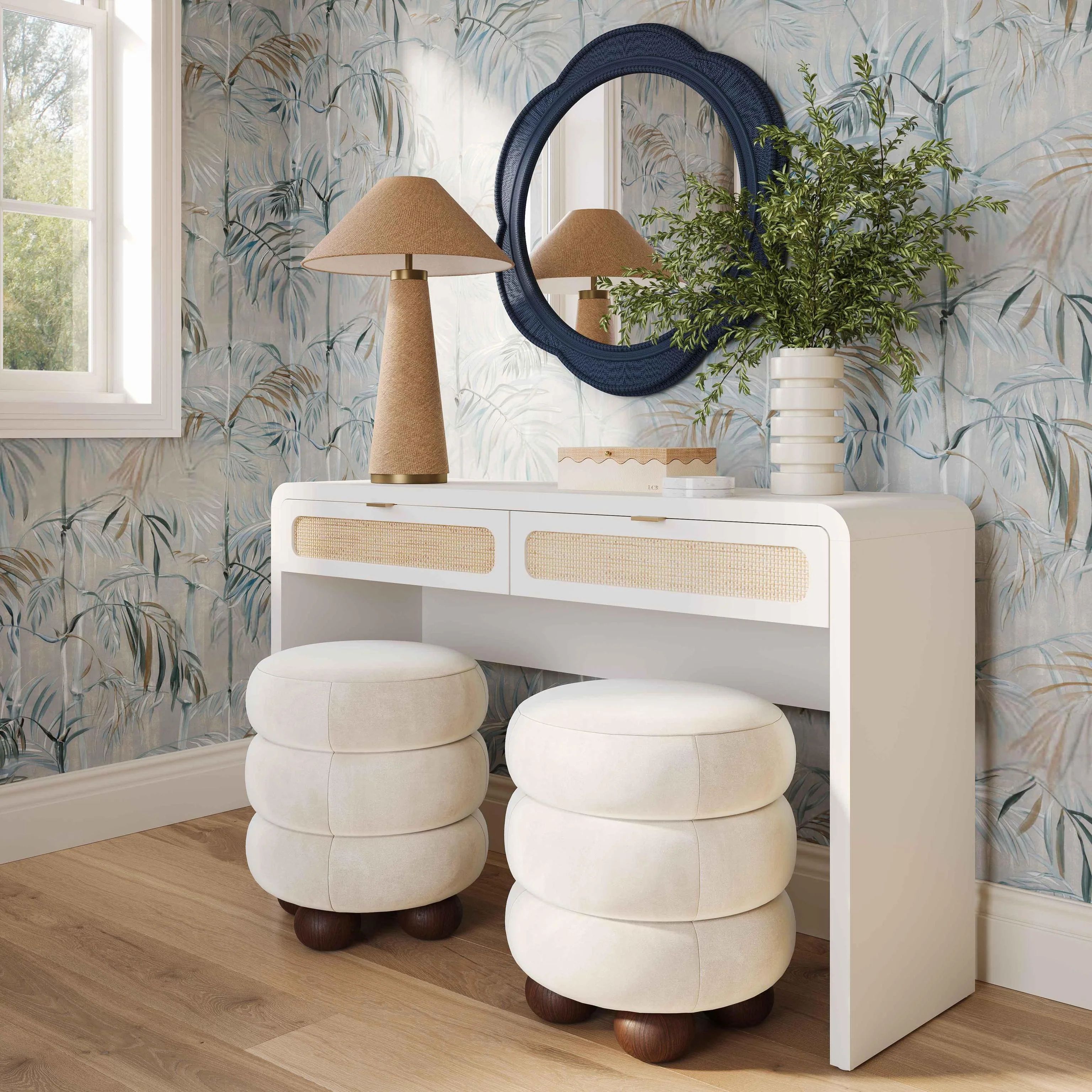 Tov Patty 48" Rattan 2-Drawer Console Desk - Image 2