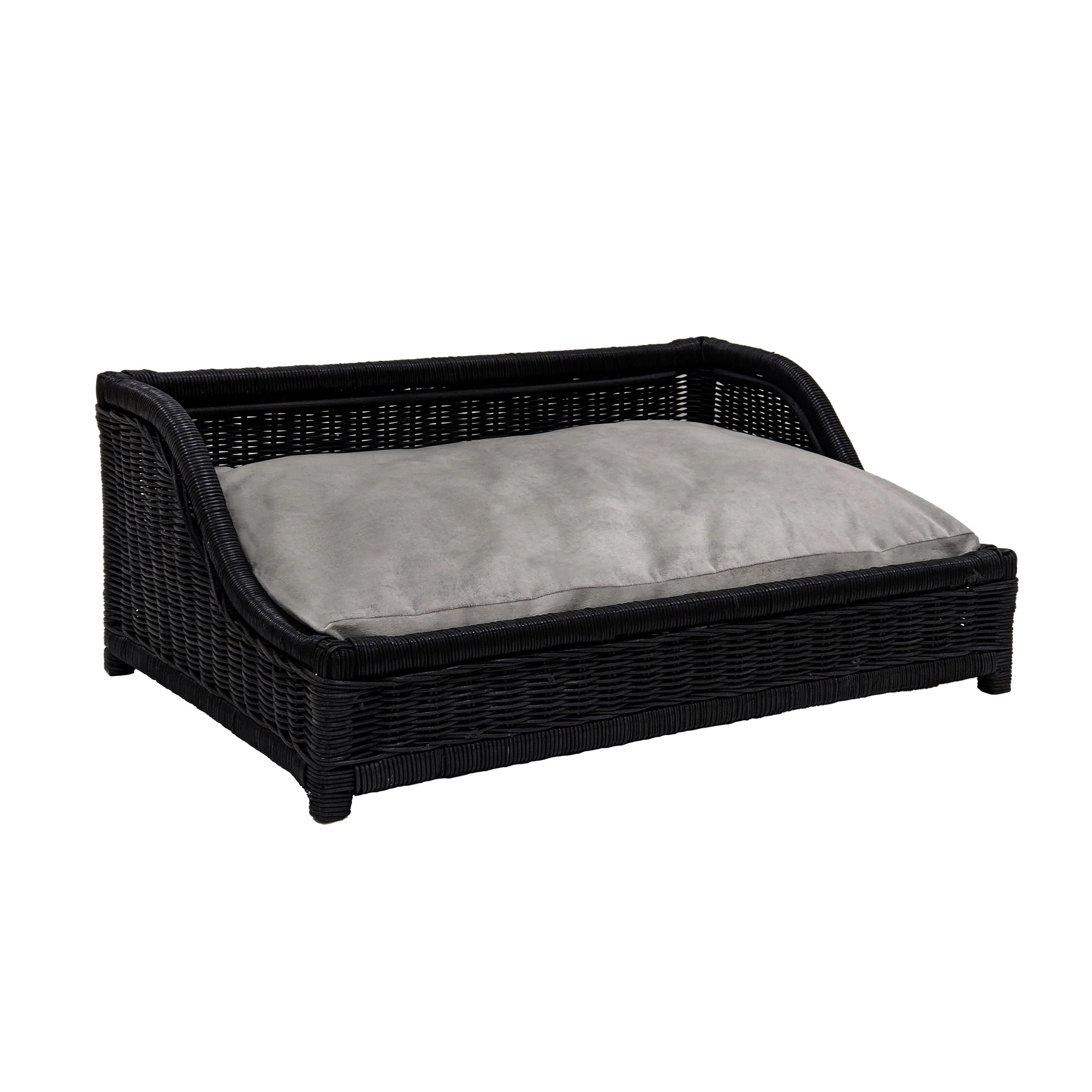 Tov Poppy Black Rattan Small Pet Bed