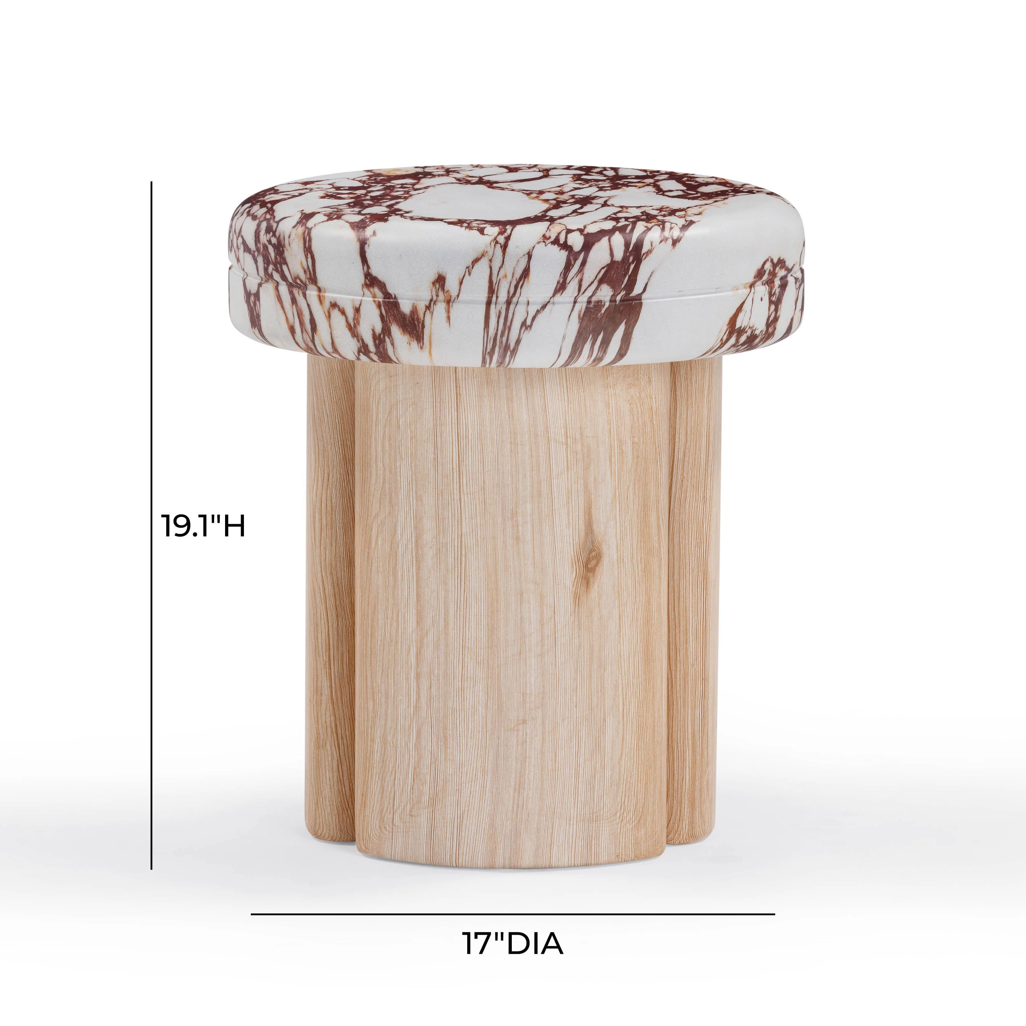 Tov Sheila Wood And Breccia Capraia Textured Concrete Side Table - Image 5