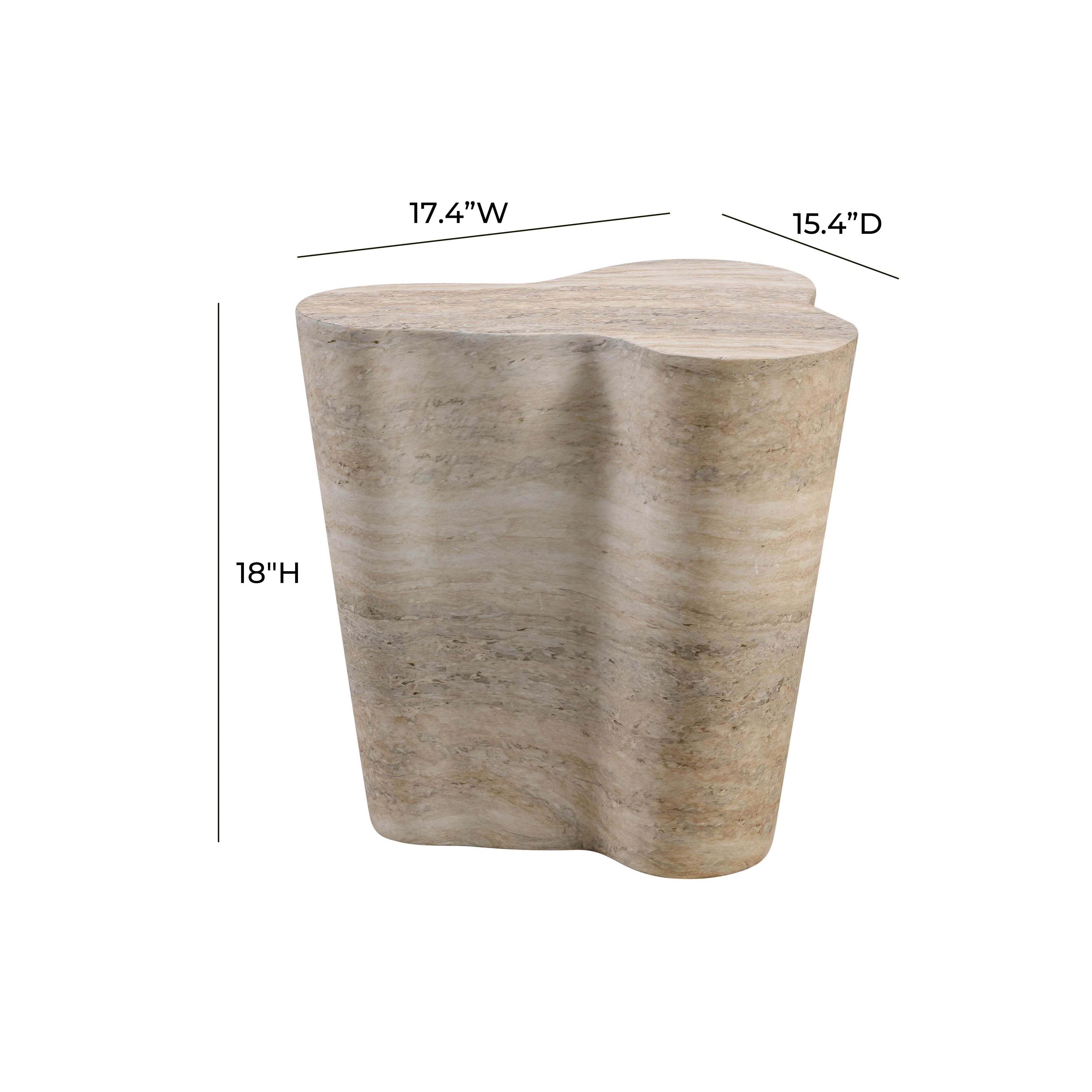 Tov Slab Faux Travertine Short Side Table - Image 7