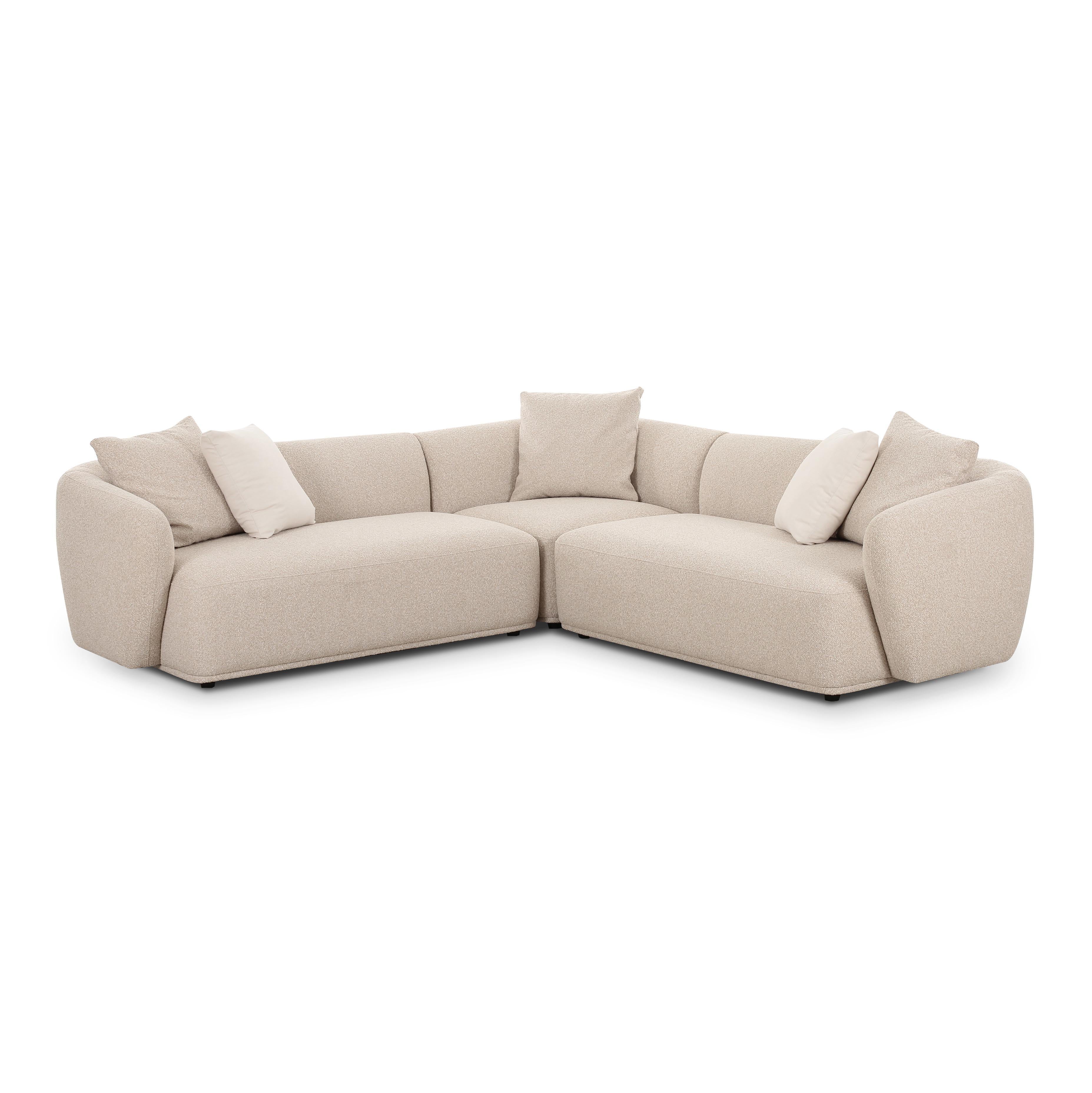Tov Sylvie 3-Piece Cream Performance Boucle L-Shaped Sectional - Image 2