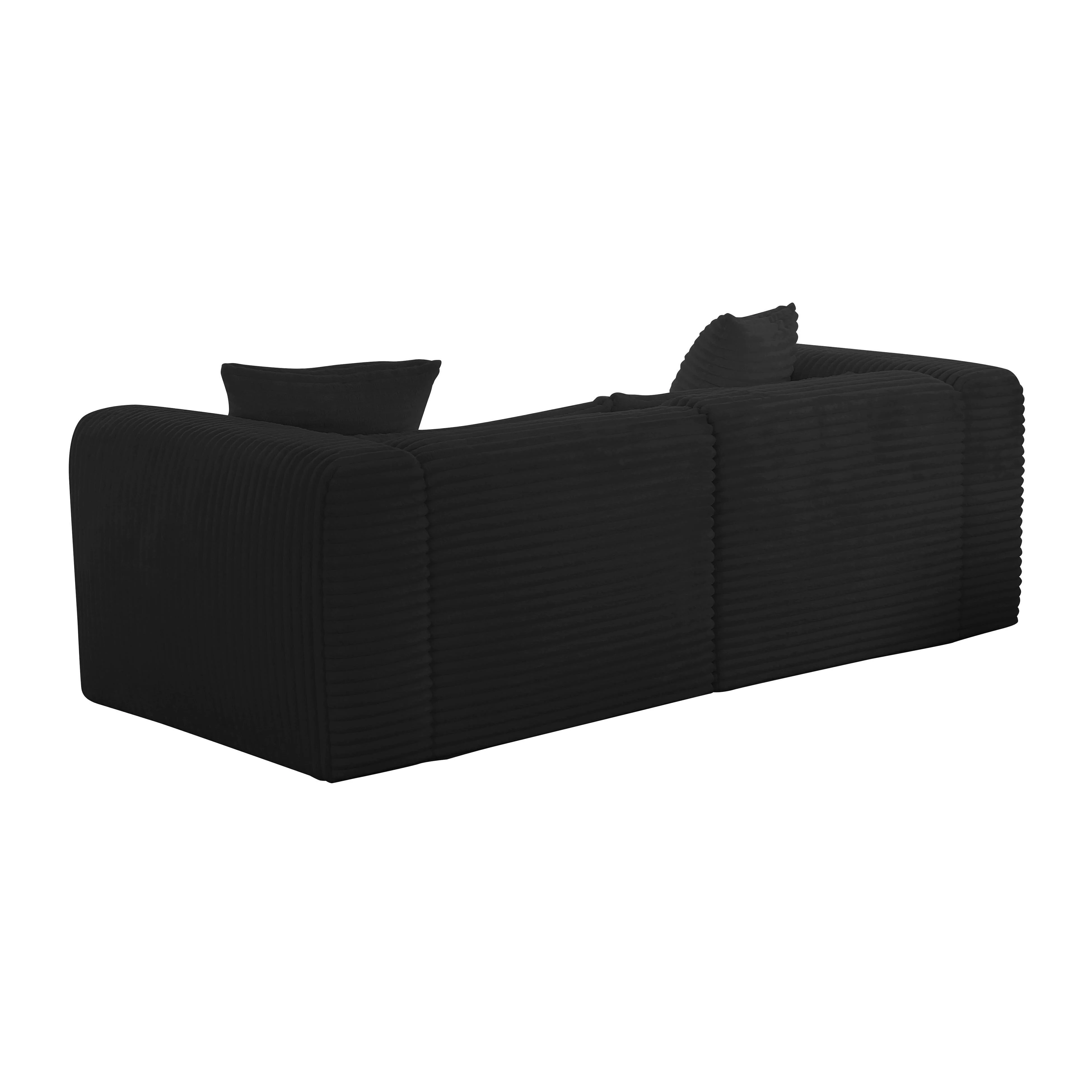 Tov Tarra Fluffy Oversized Black Corduroy Modular Loveseat - Image 3