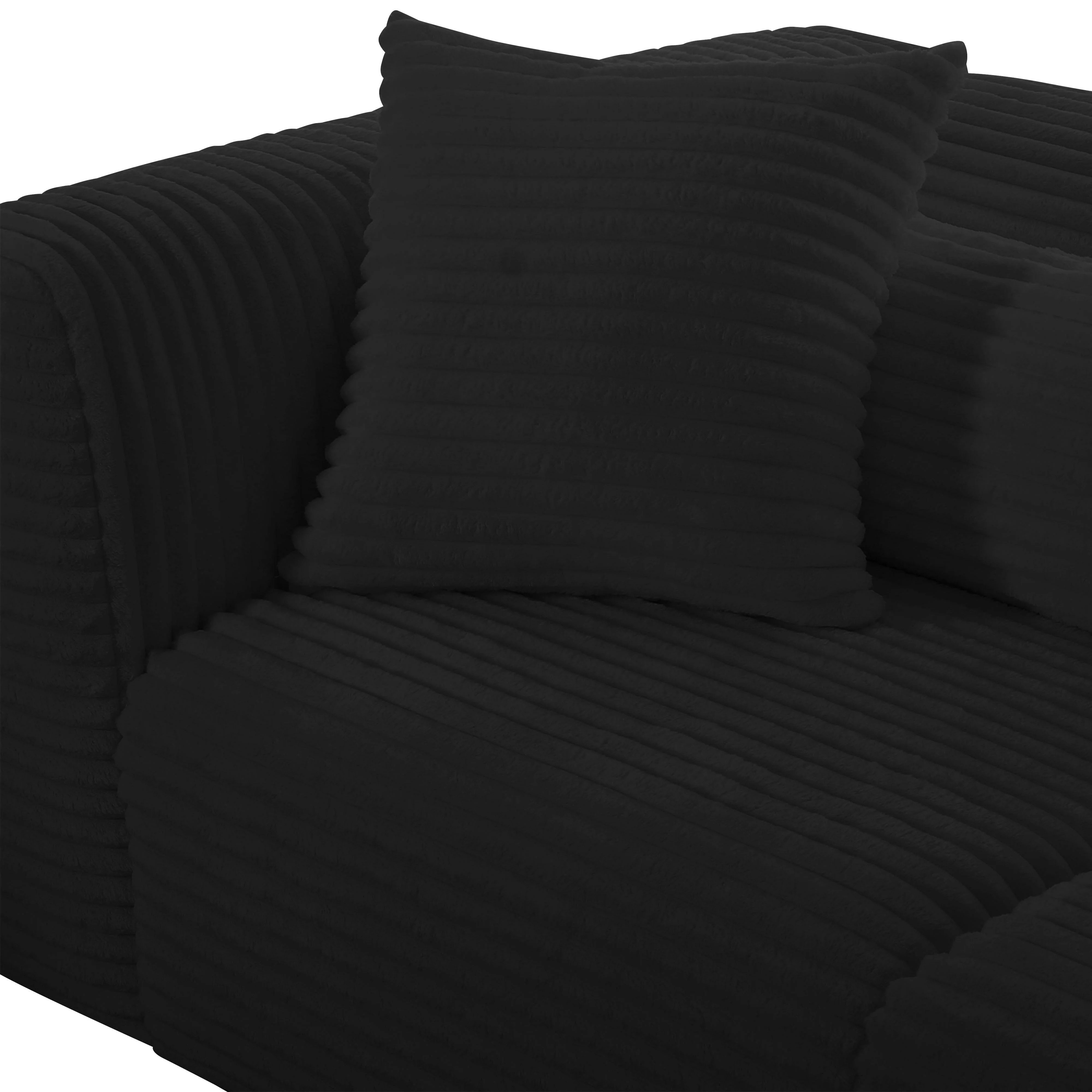Tov Tarra Fluffy Oversized Black Corduroy Modular Loveseat - Image 5