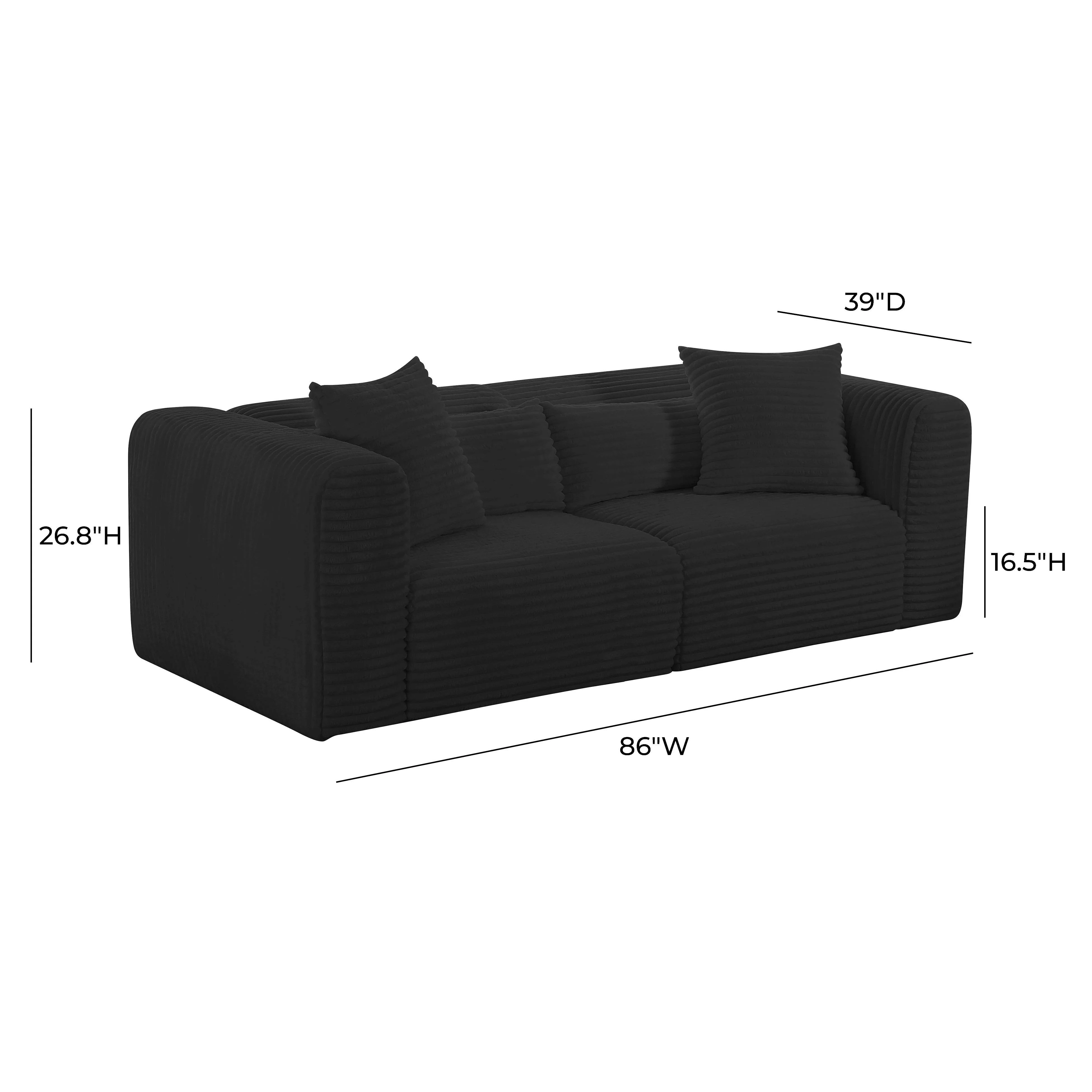 Tov Tarra Fluffy Oversized Black Corduroy Modular Loveseat - Image 6