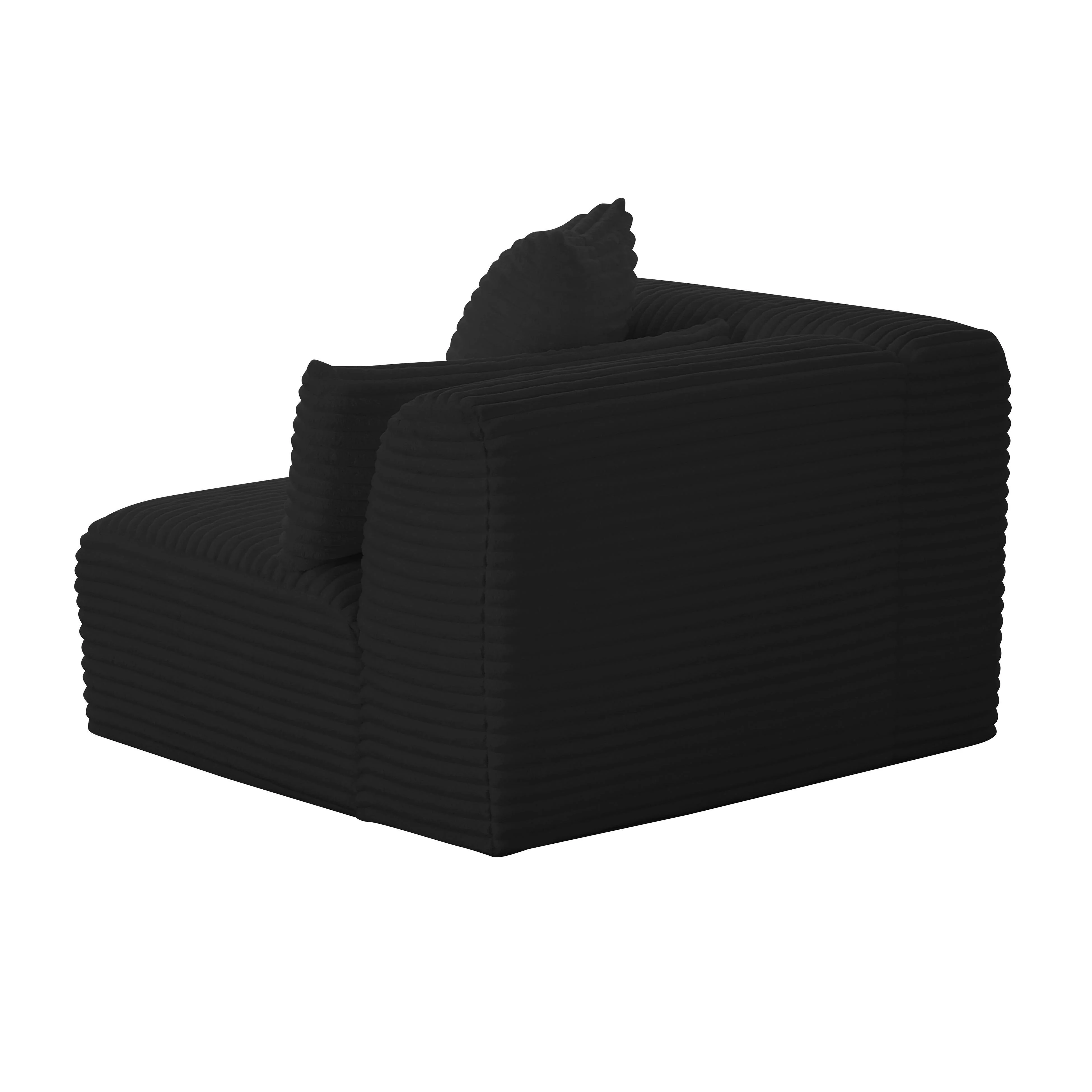 Tov Tarra Fluffy Oversized Black Corduroy Modular Raf Corner Chair - Image 3