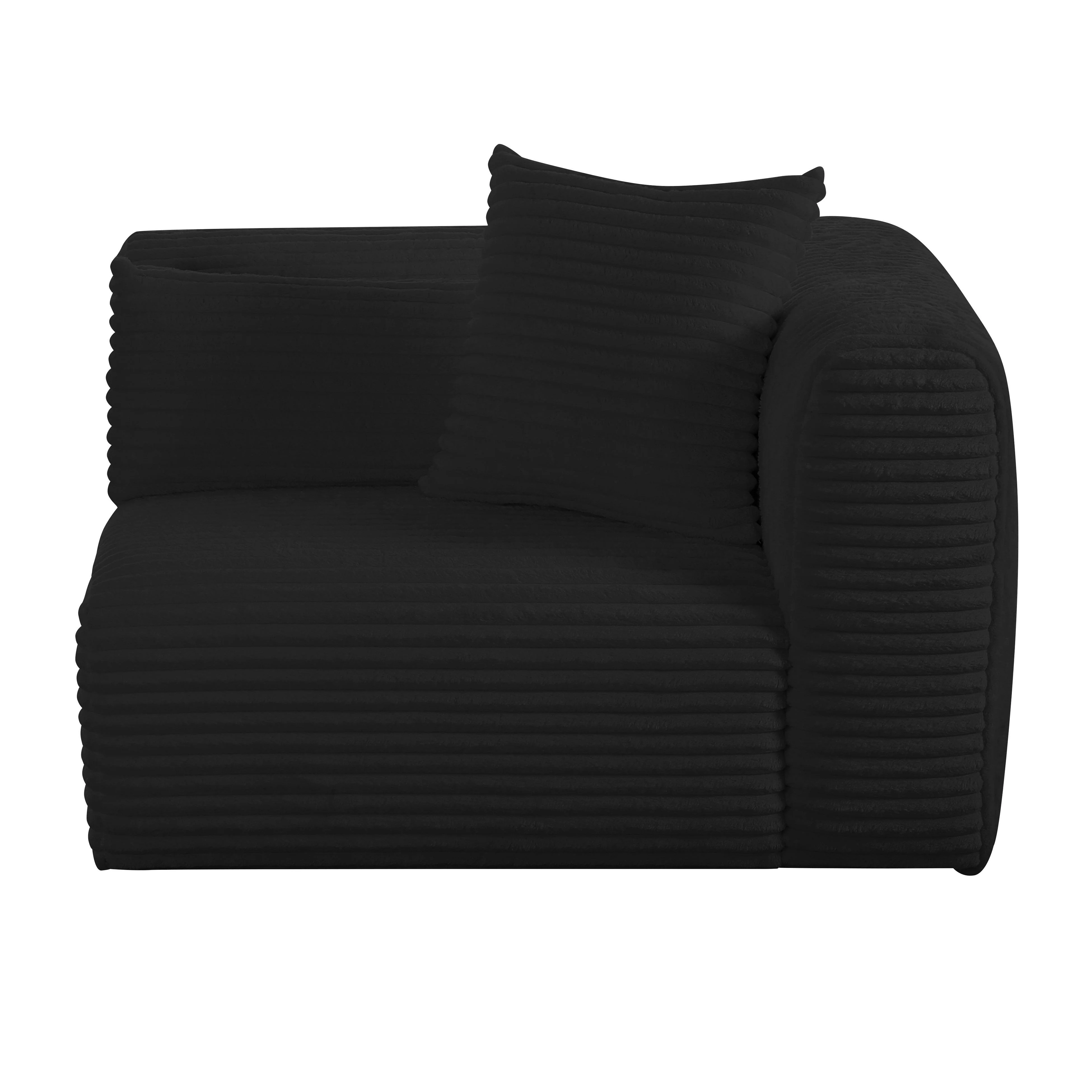 Tov Tarra Fluffy Oversized Black Corduroy Modular Raf Corner Chair - Image 4