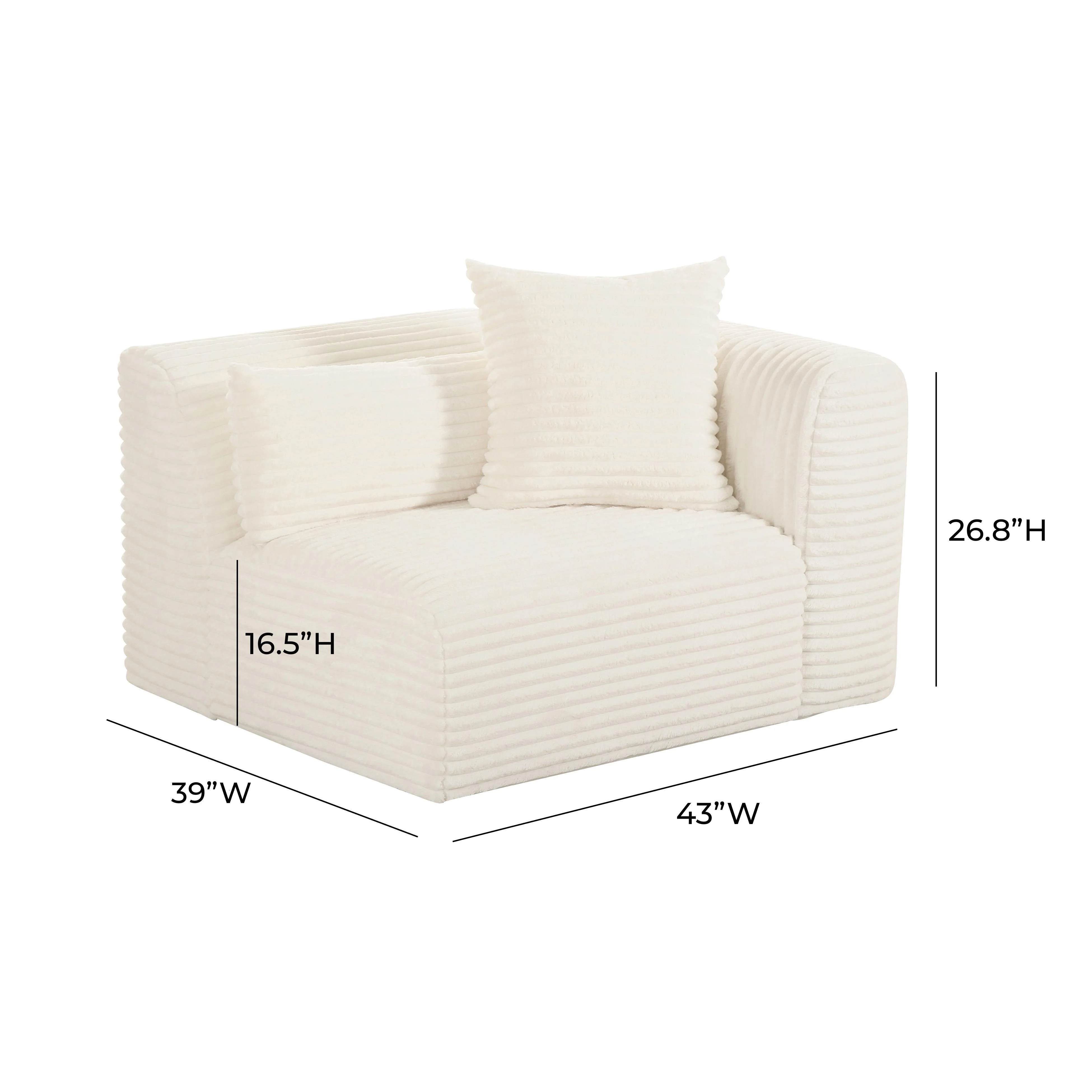 Tov Tarra Fluffy Oversized Performance Corduroy Modular Corner Chair - Image 6