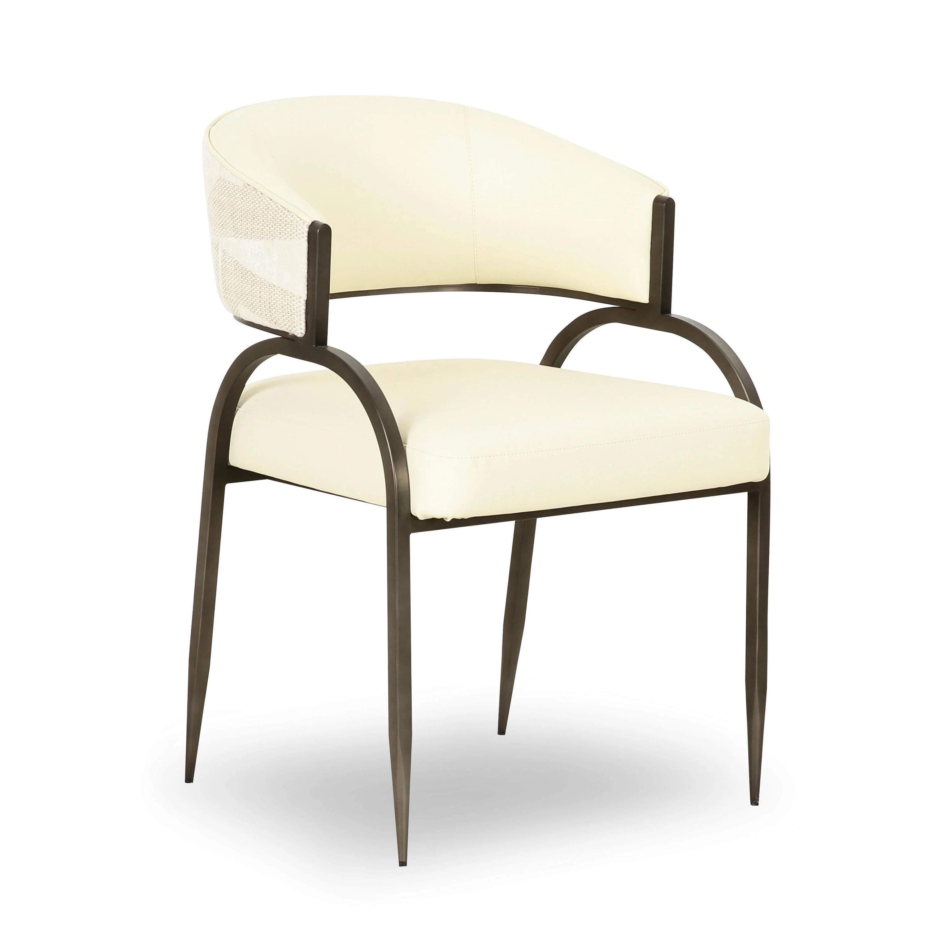 Tov Tatum Cream 2-Tone Performance Vegan Leather And Jacquard Dining Chair