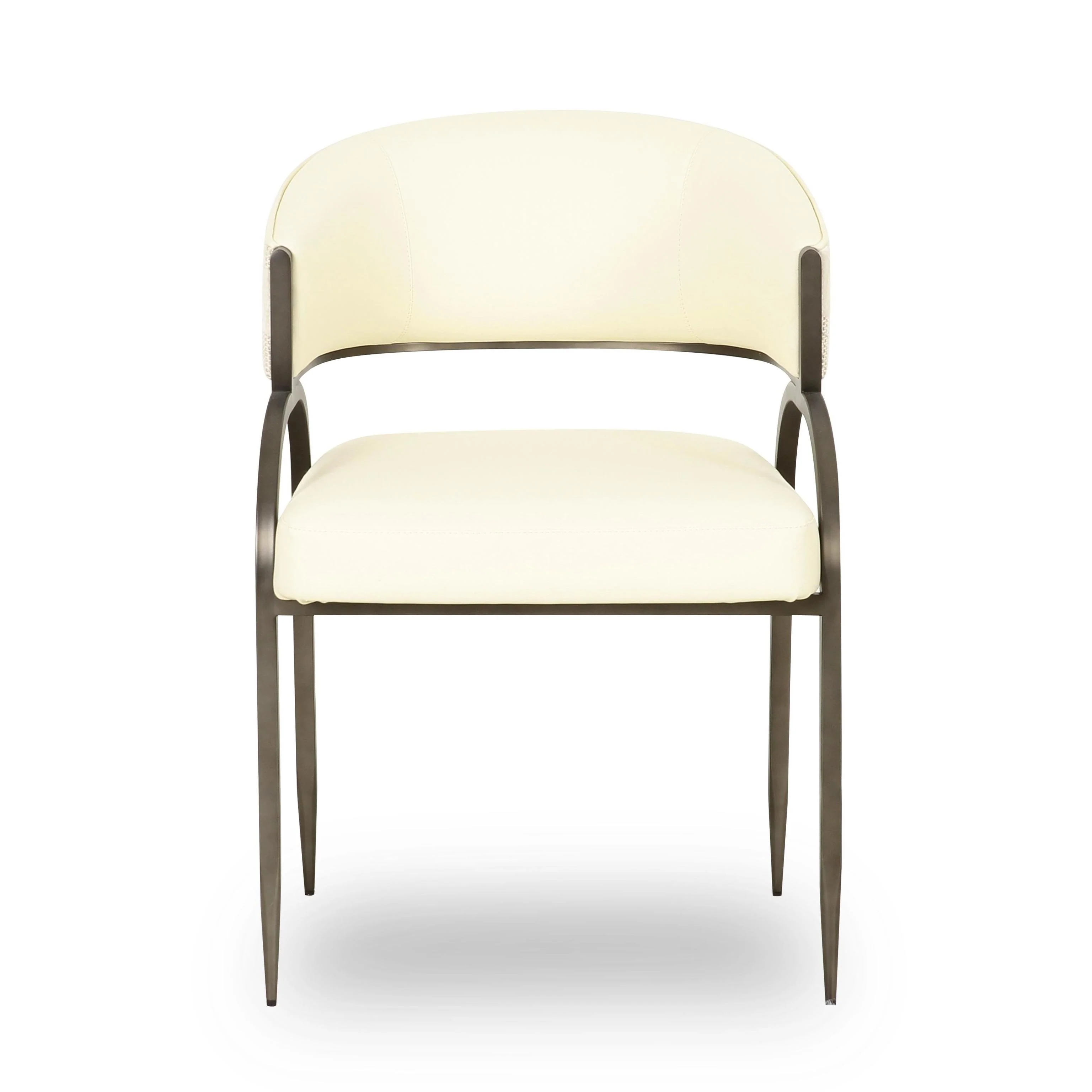 Tov Tatum Cream 2-Tone Performance Vegan Leather And Jacquard Dining Chair - Image 6