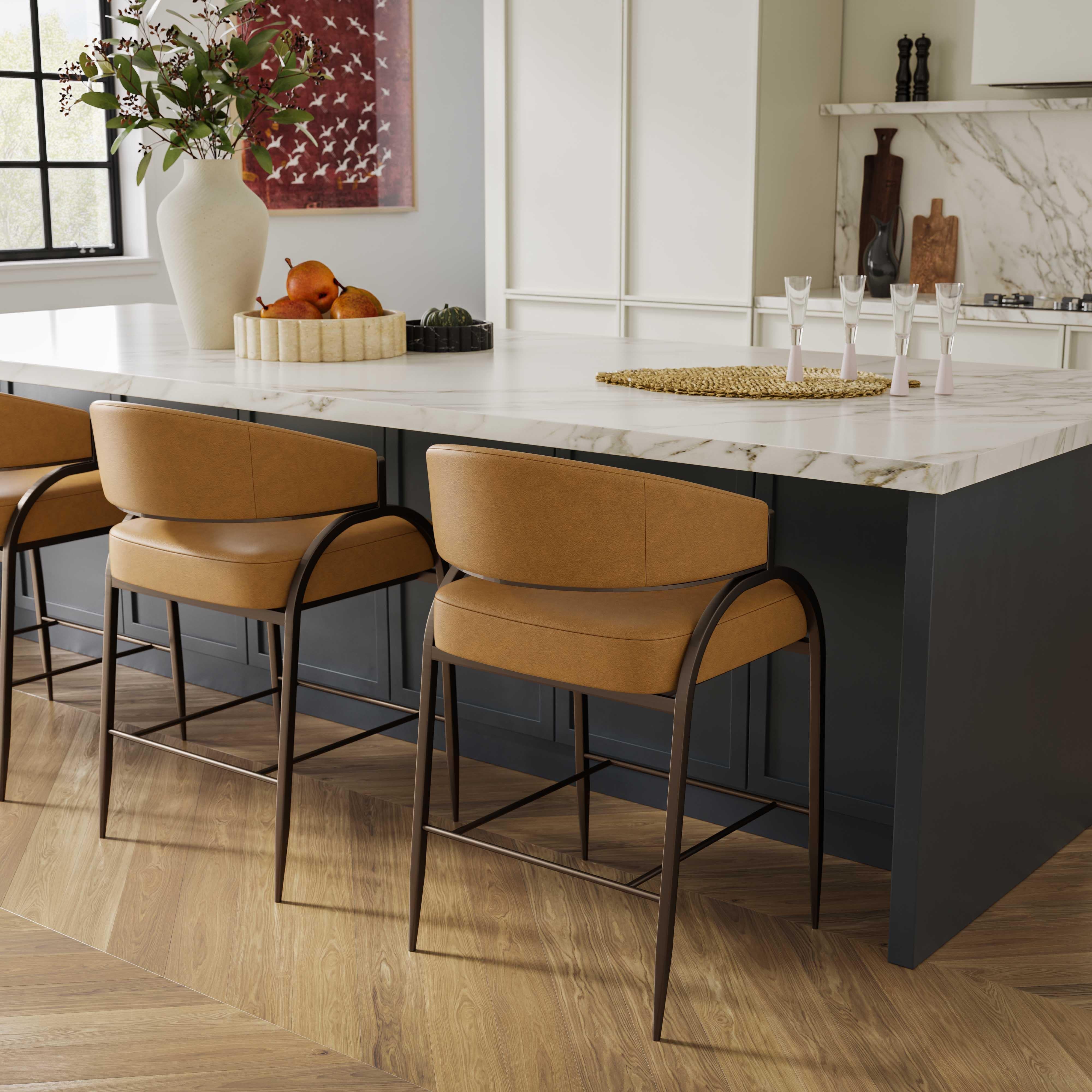 Tov Tatum Tan Performance Vegan Leather Counter Stool - Image 2