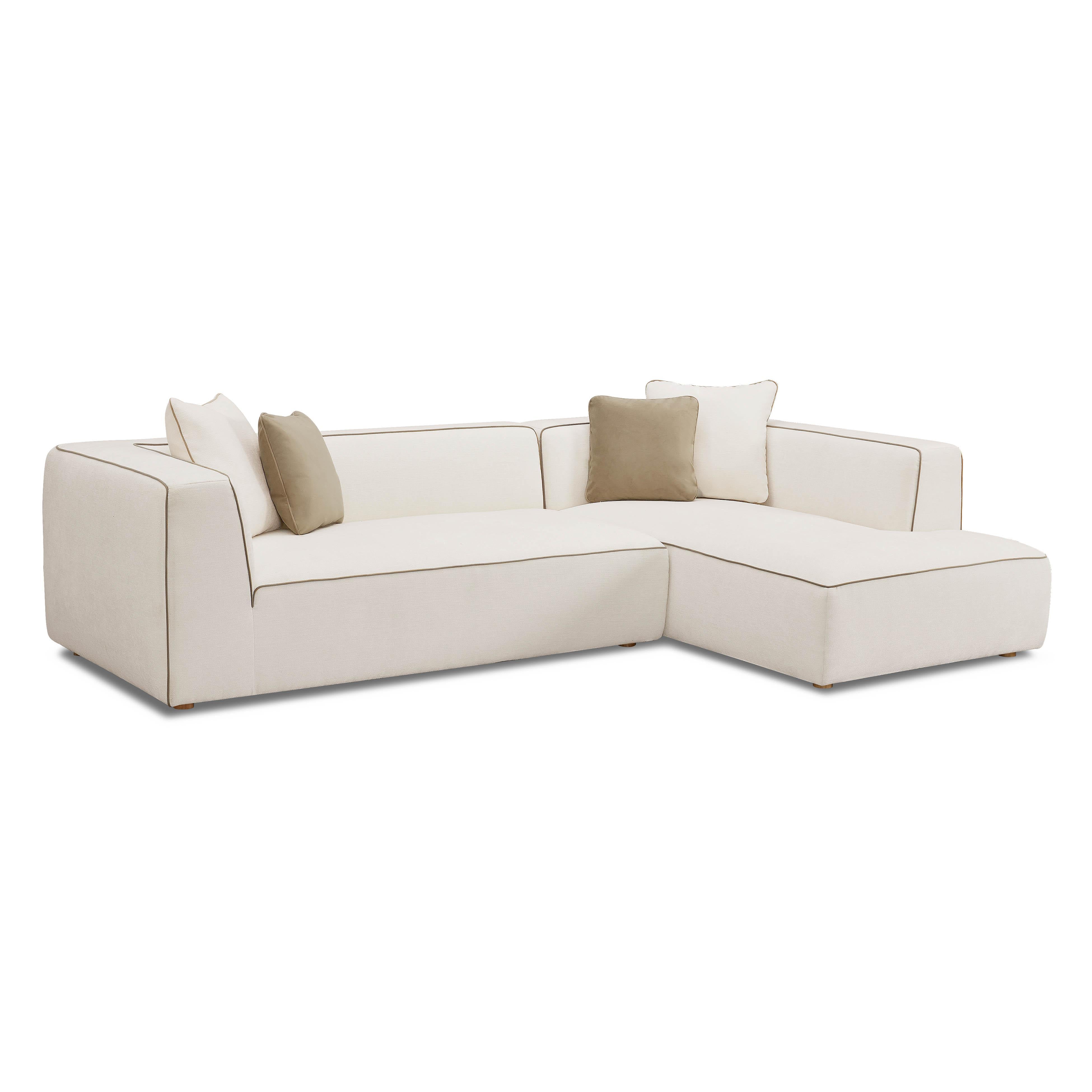 Tov Tristine 2-Piece Cream Contract-Grade Linen L-Shaped Sectional