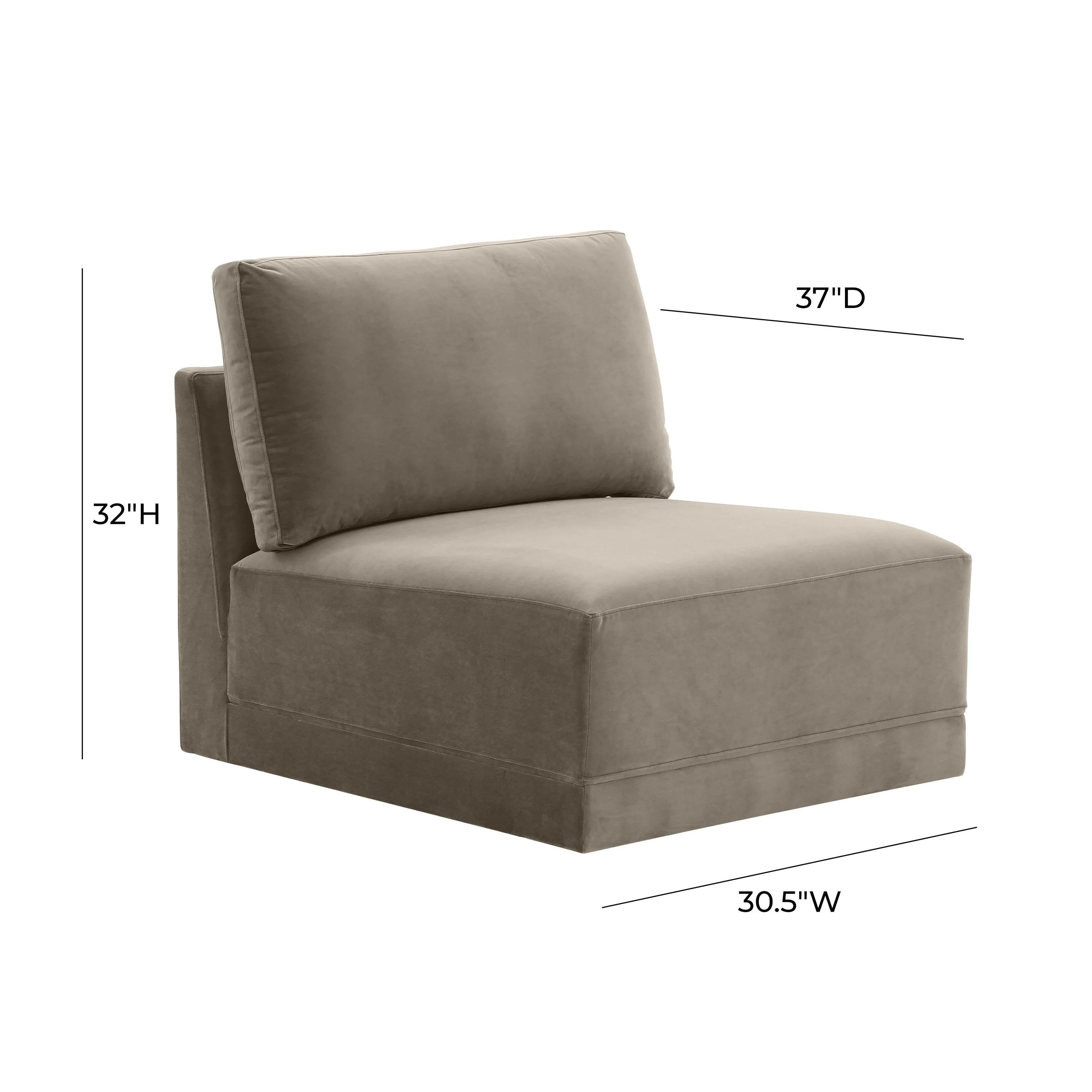 Tov Willow Performance Velvet Modular Armless Chair - Image 4