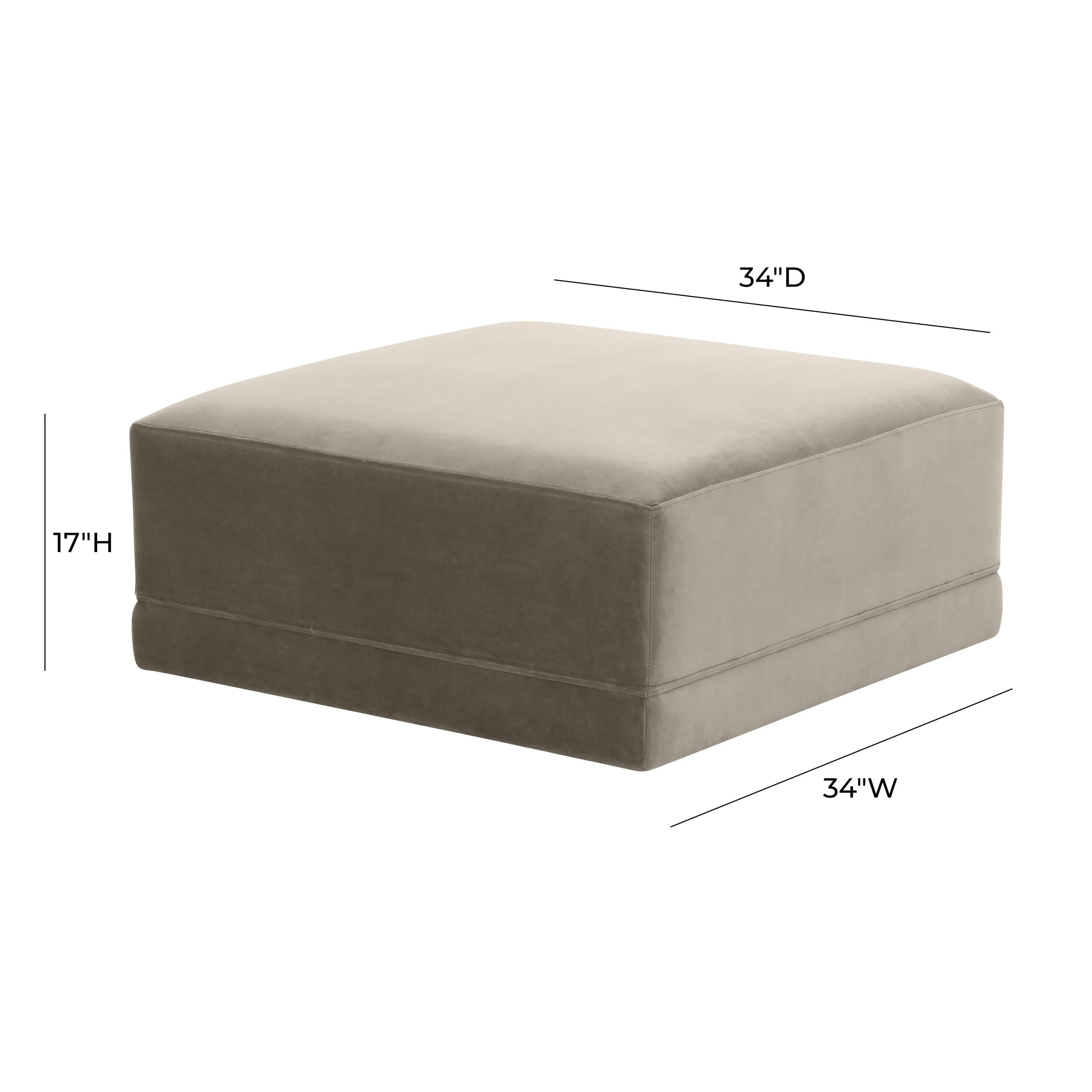 Tov Willow Performance Velvet Modular Ottoman - Image 4