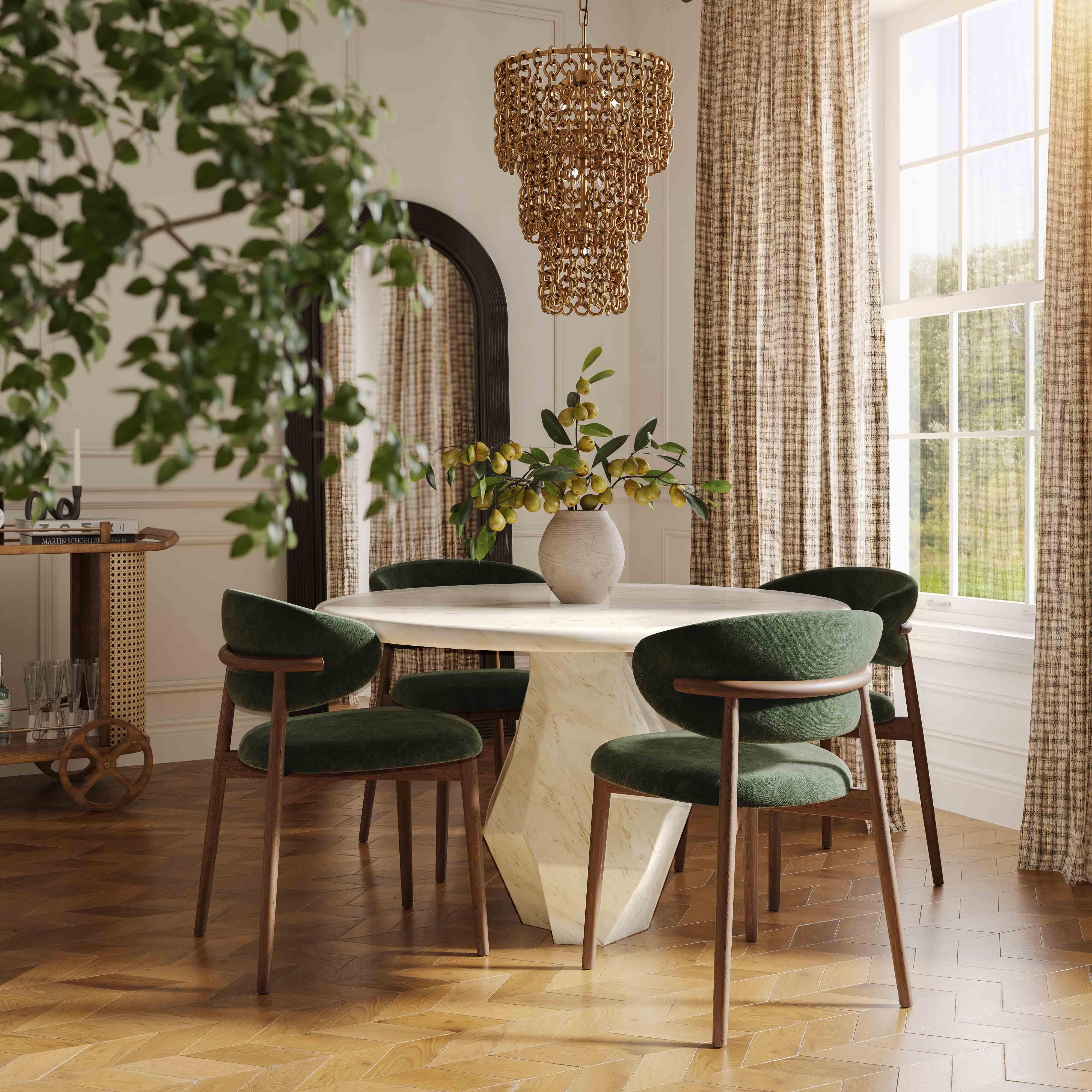 Tov Zinea Forest Green Performance Textured Velvet Dining Chair - Image 4