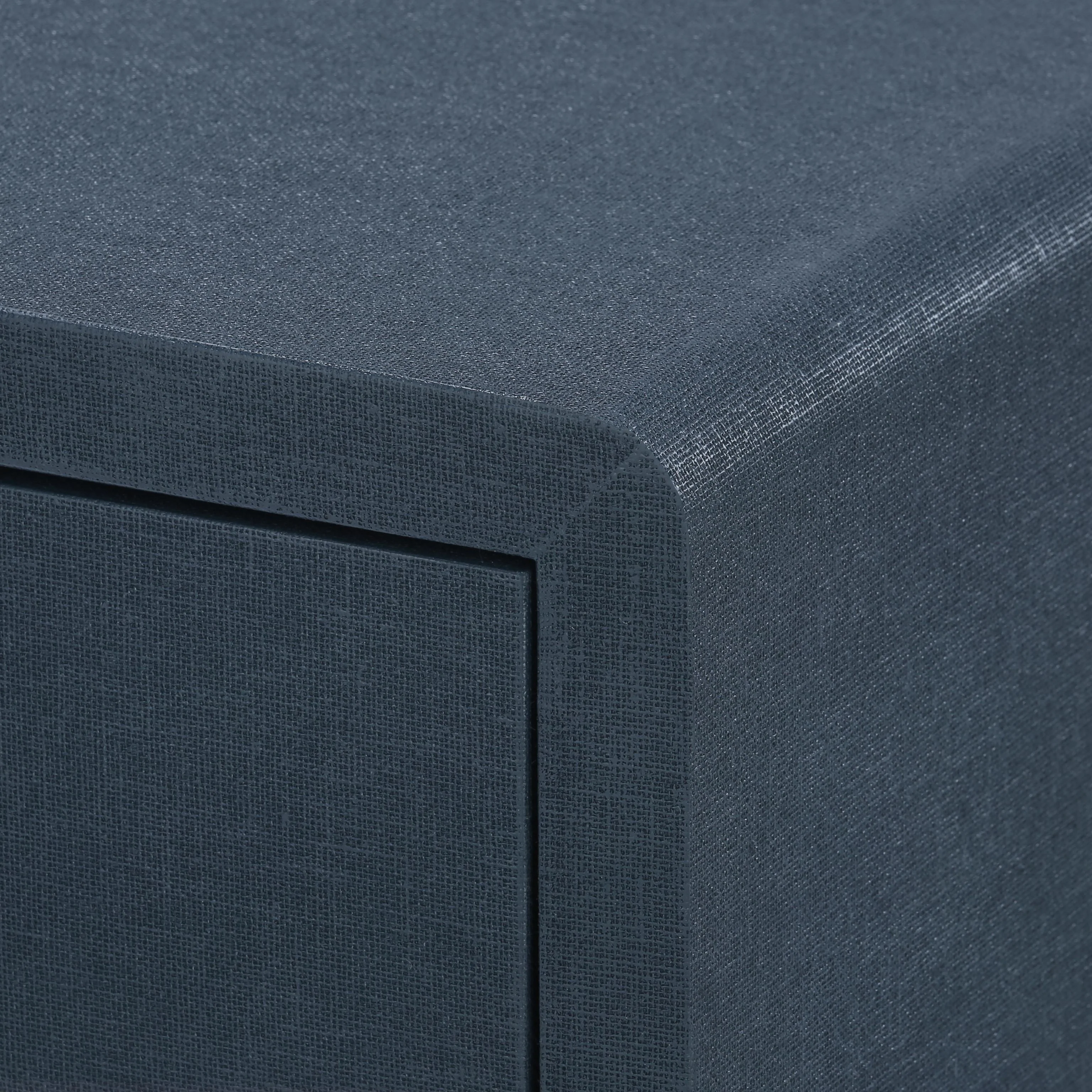 Villa & House Blue Steel Bryant Linen 3-Drawer Side Table - Image 3