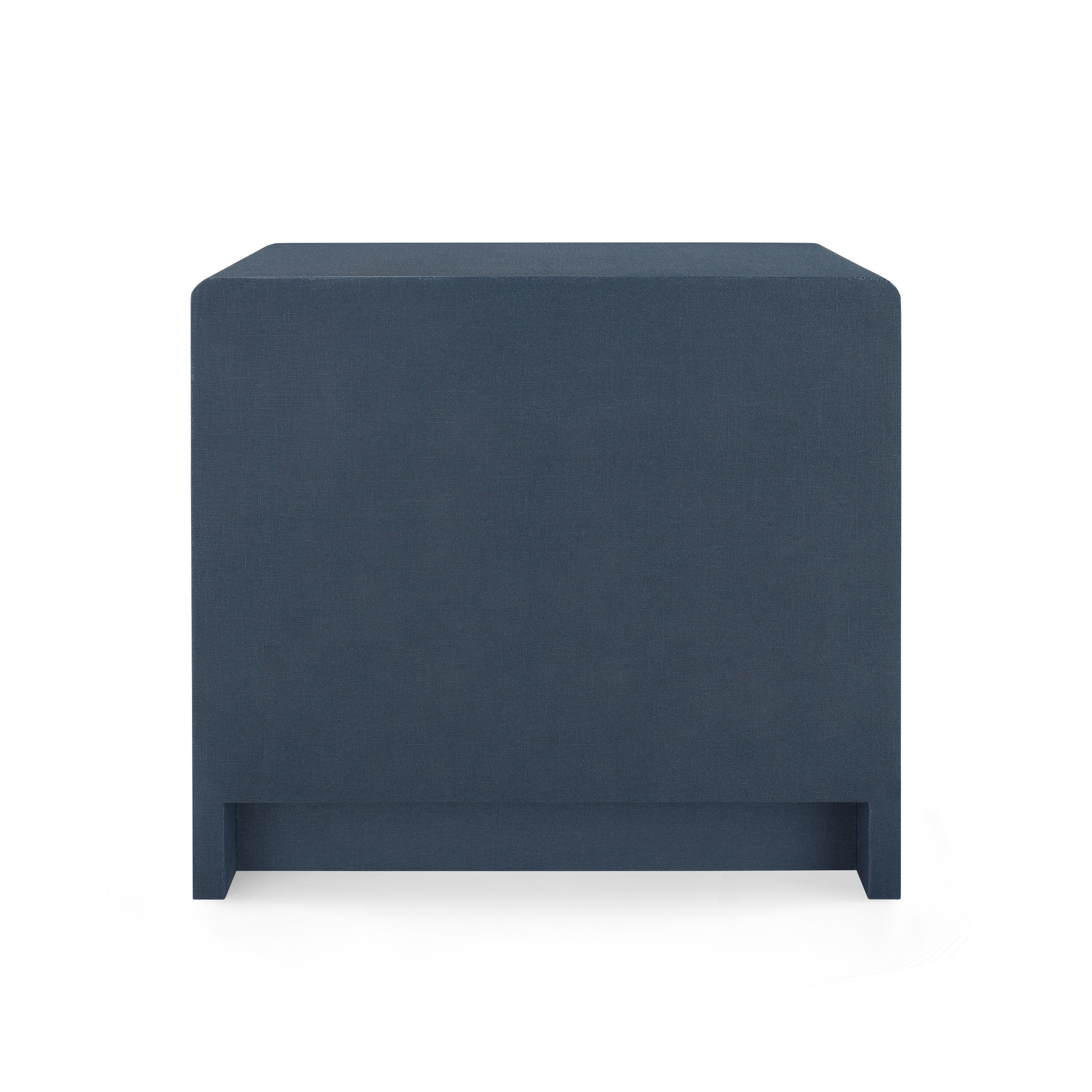 Villa & House Blue Steel Bryant Linen 3-Drawer Side Table - Image 4