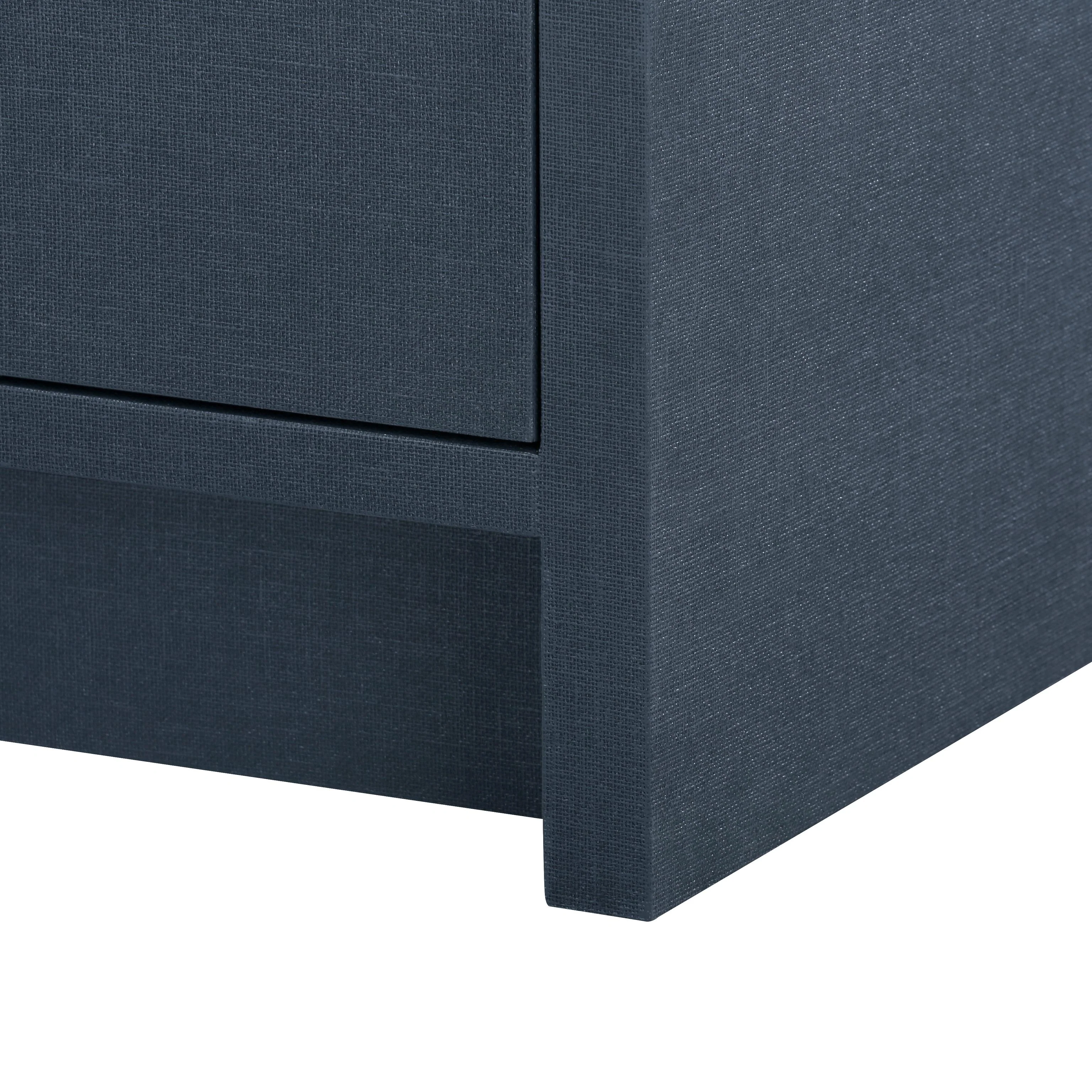 Villa & House Blue Steel Bryant Linen 3-Drawer Side Table - Image 7