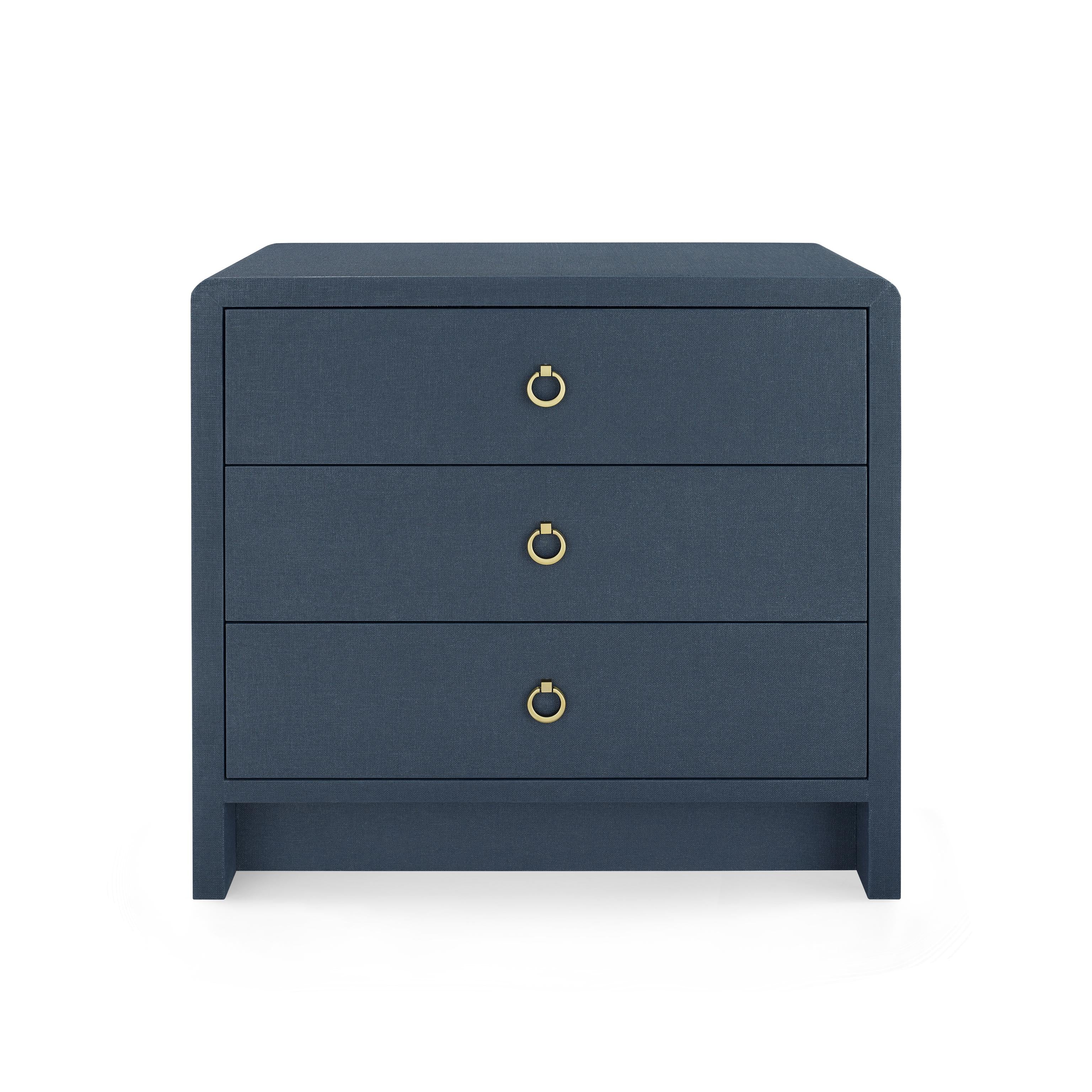 Villa & House Blue Steel Bryant Linen 3-Drawer Side Table - Image 8