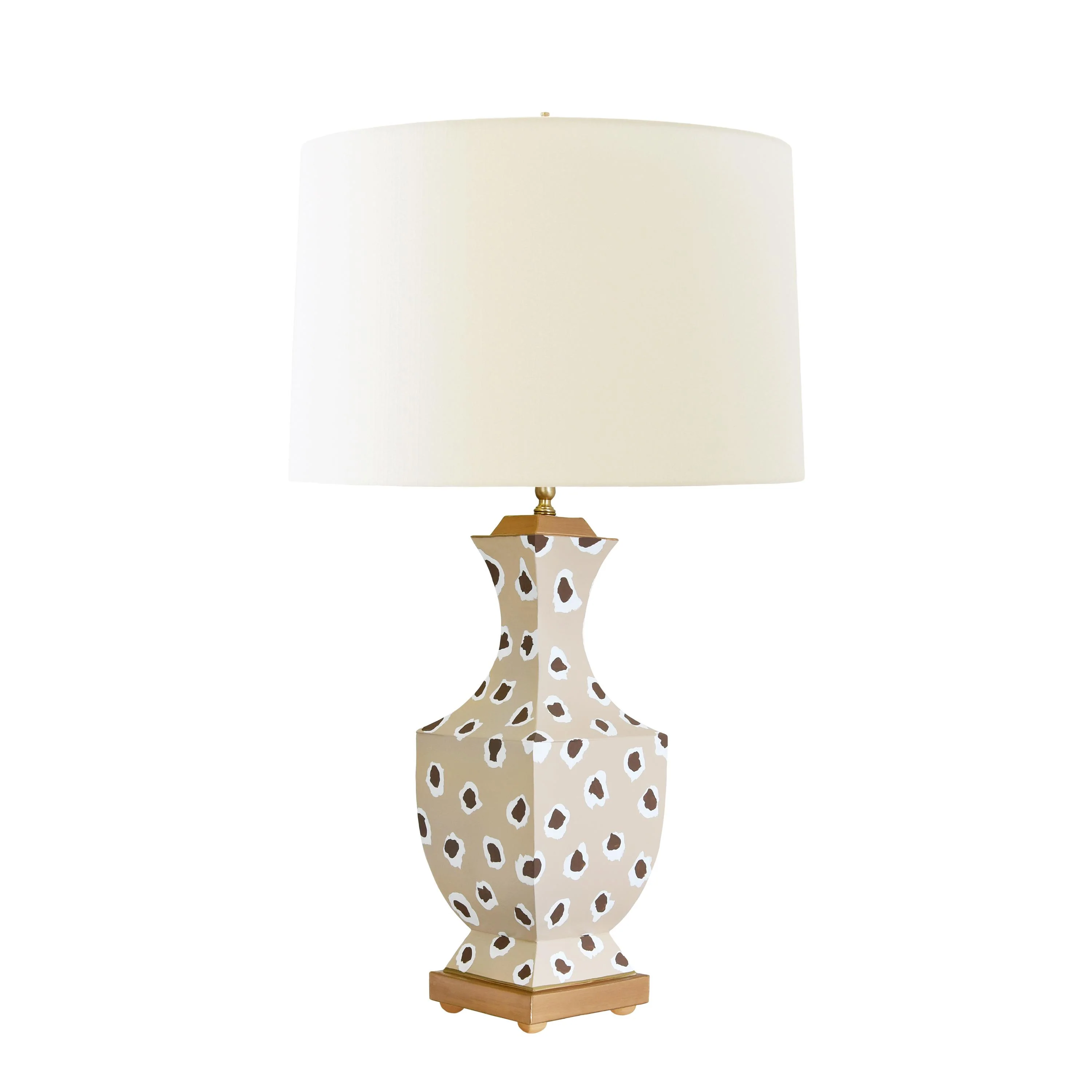 Worlds Away Handpainted Tole Table Lamp In Brown Leopard Pattern - Image 2