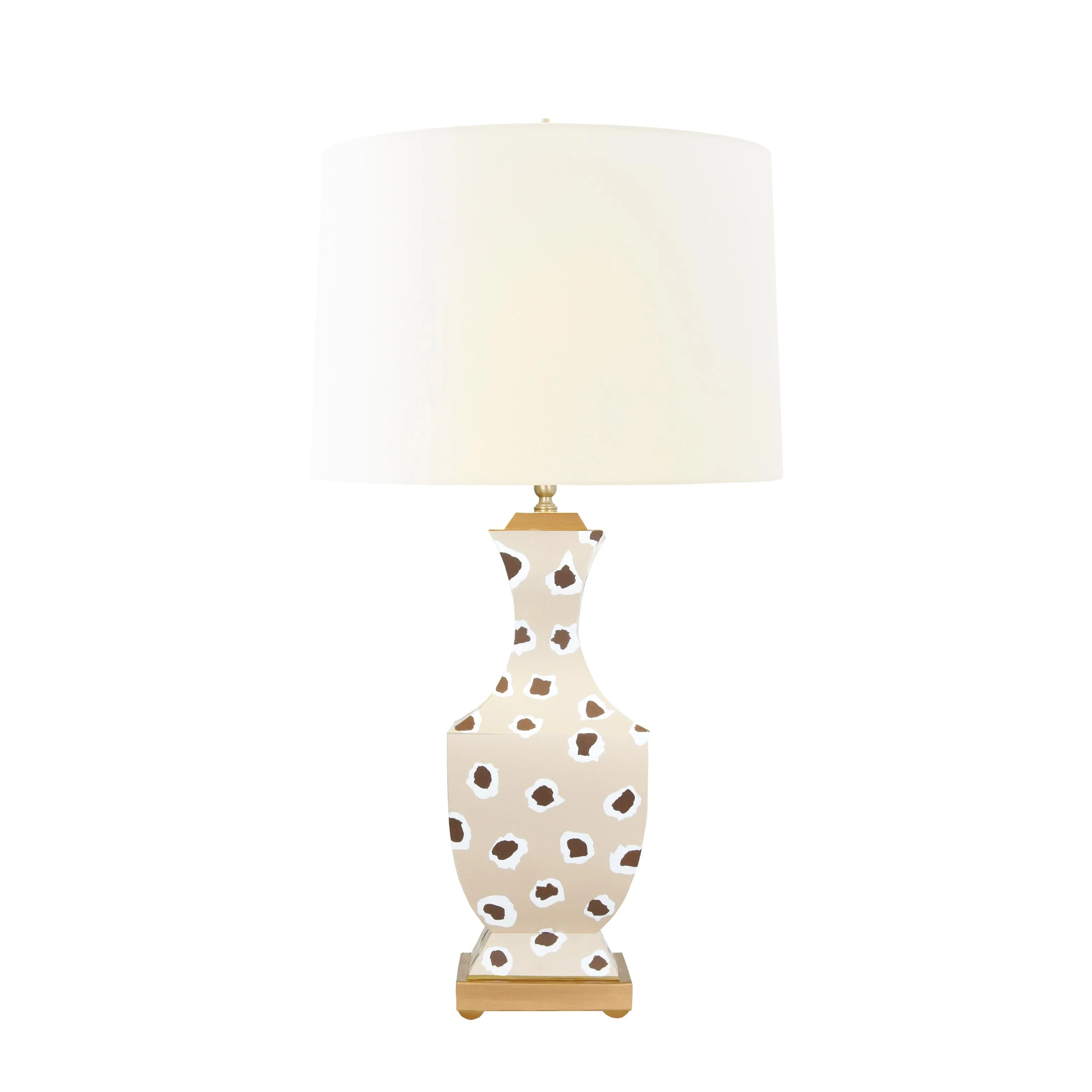 Worlds Away Handpainted Tole Table Lamp In Brown Leopard Pattern - Image 3