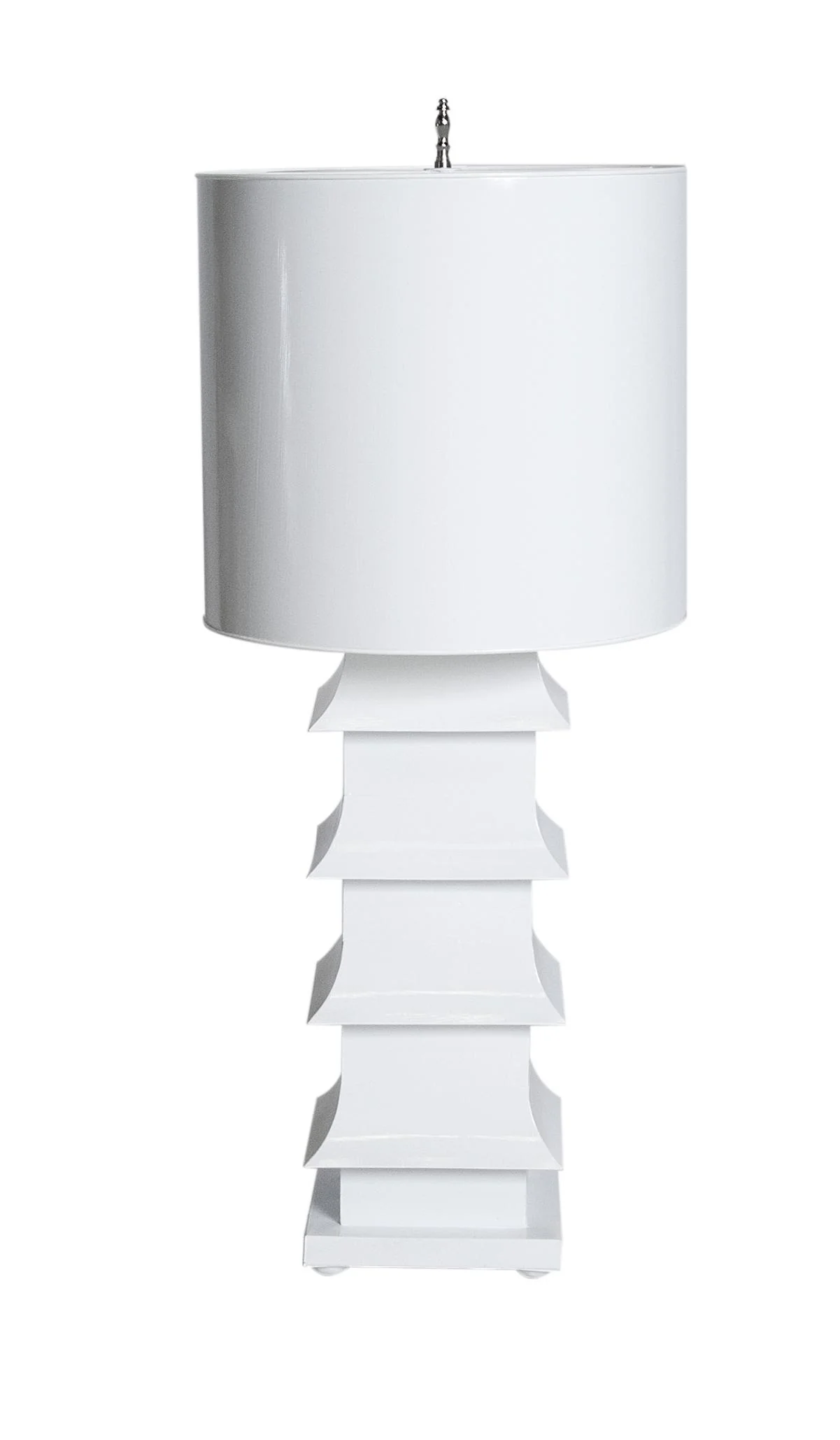 Worlds Away Pagoda Lamp Large W. Metal Shade White
