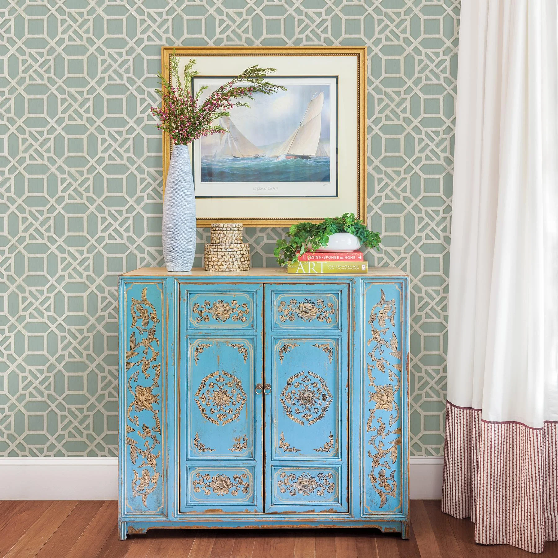 York Adlington Turquoise Geometric Wallpaper - Image 2