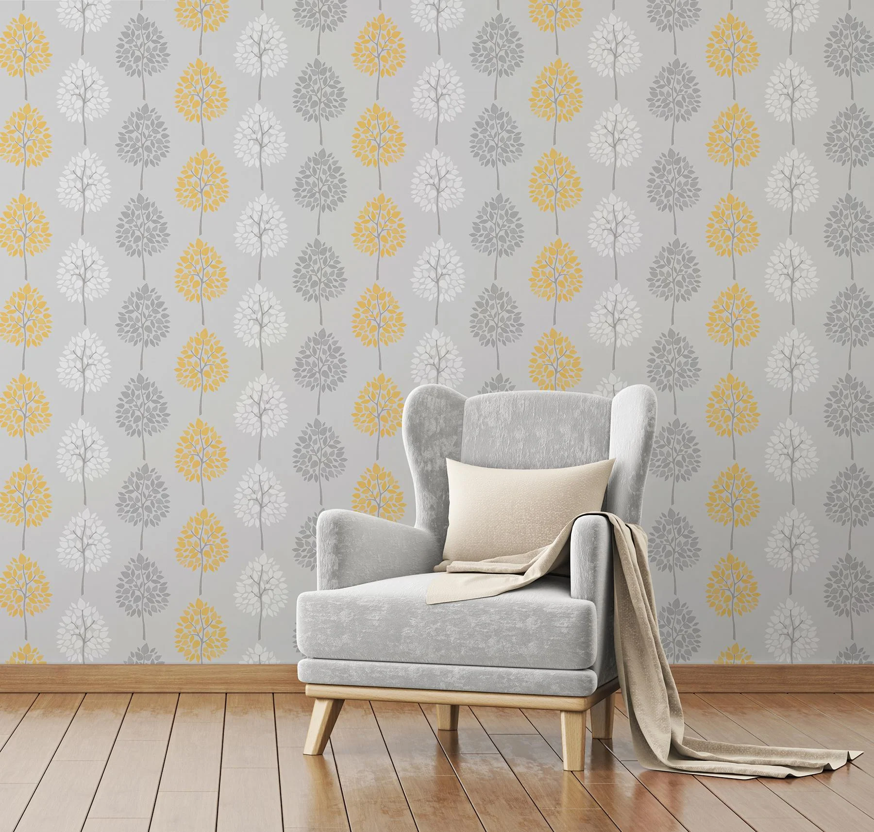 York Alder Grey Tree Wallpaper - Image 2