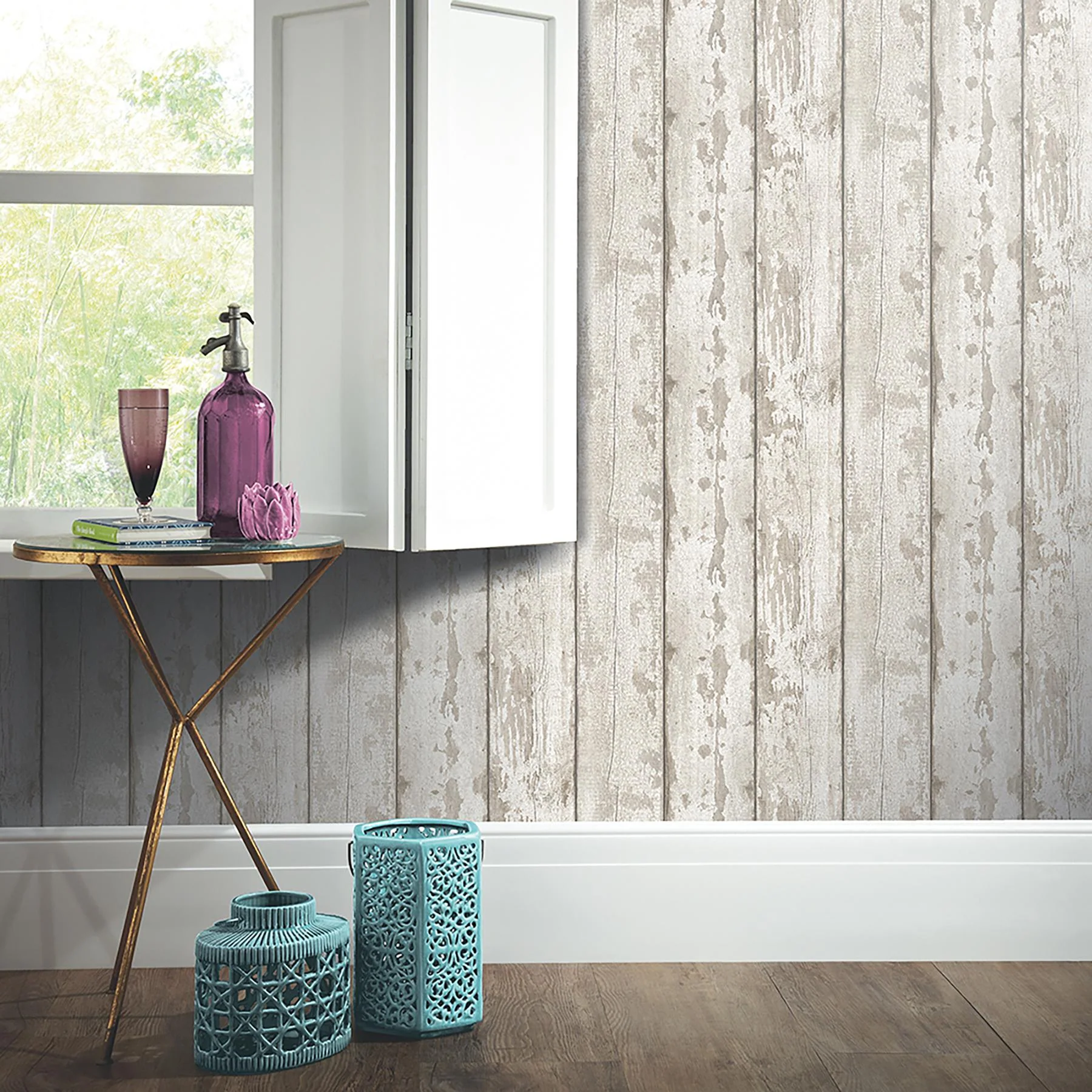 York Ambrose Cream Wood Plank Wallpaper - Image 5