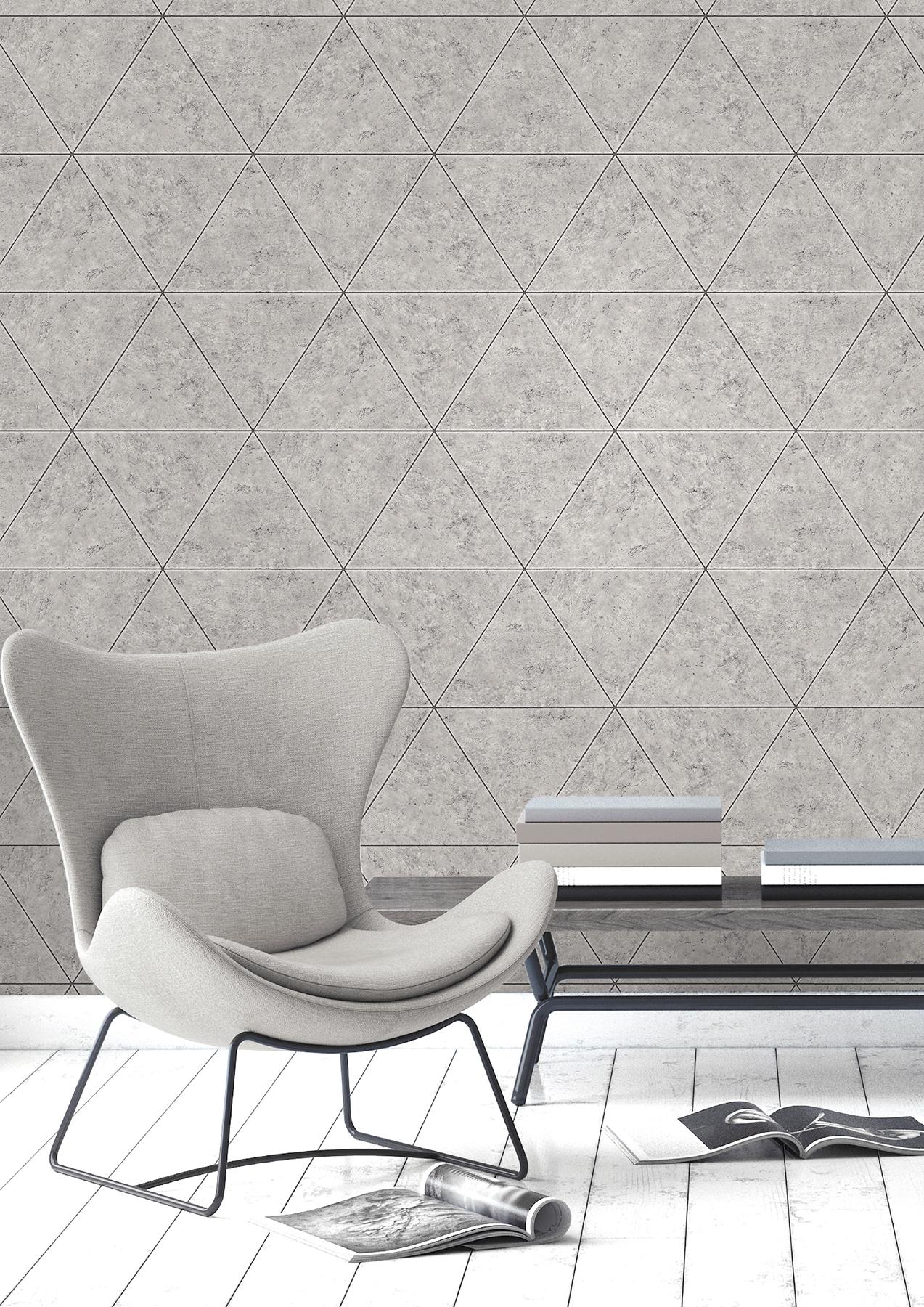 York Benson Grey Marble Triangle Wallpaper - Image 2