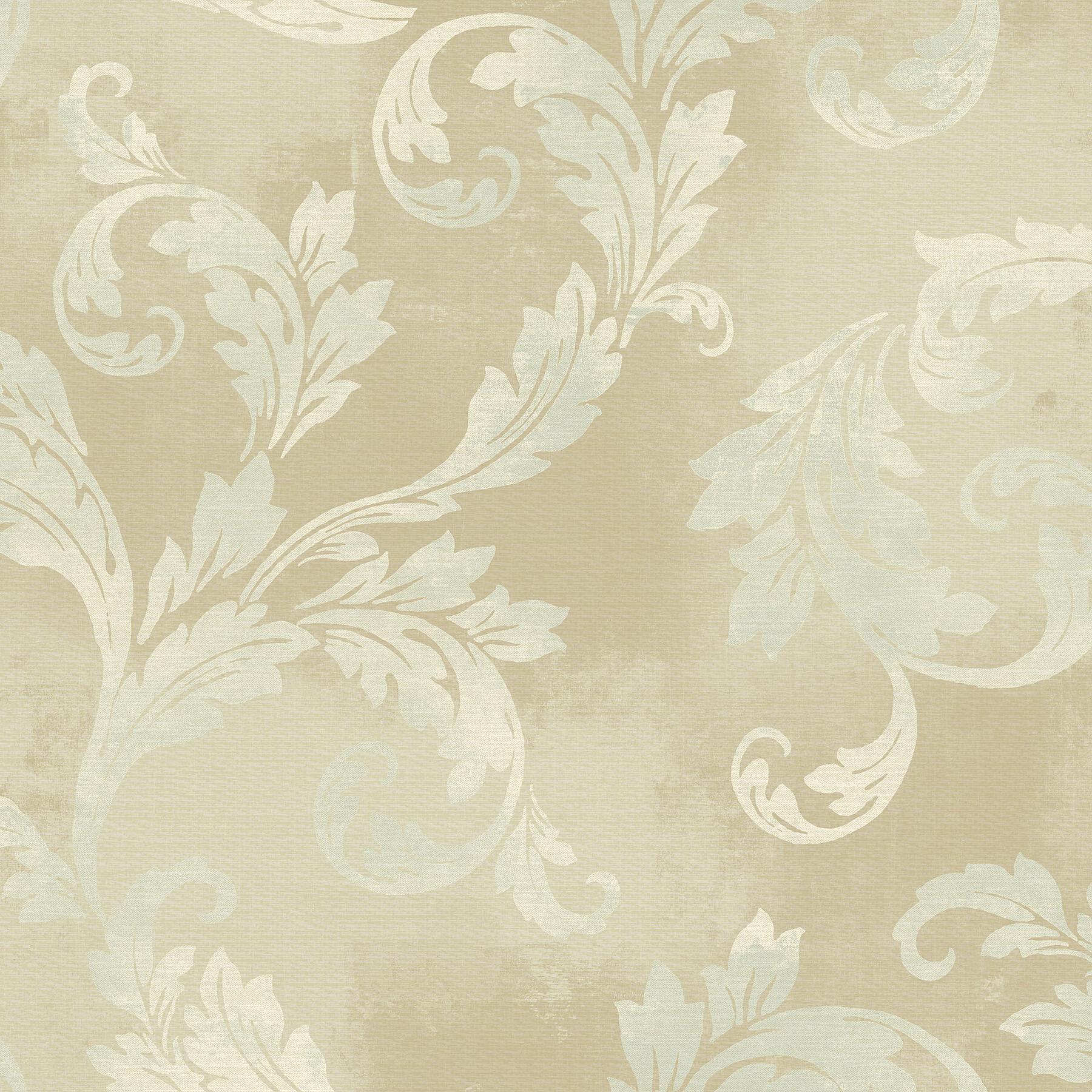 York Brown Clean Acanthus Leaf Scroll Wallpaper