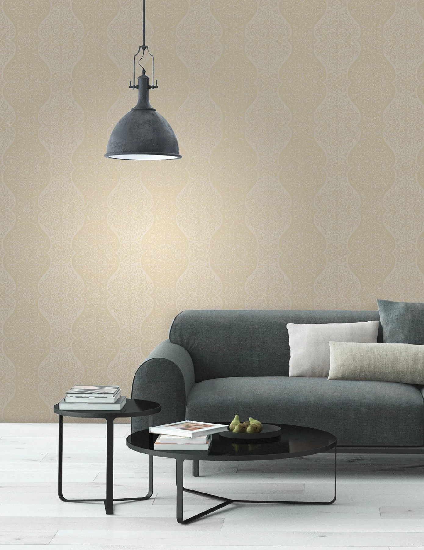 York Cadence Gold Scroll Wallpaper - Image 2