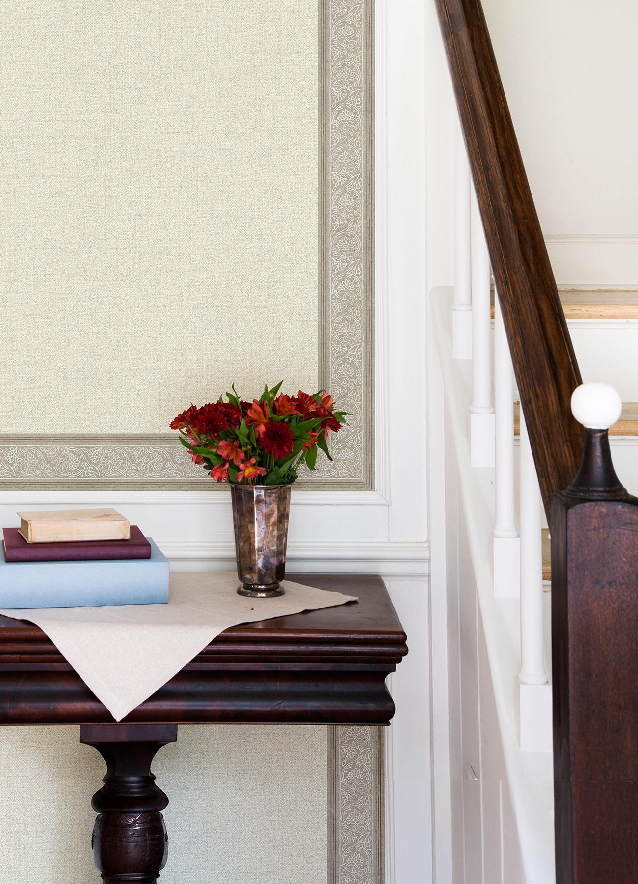 York Carved Floral Taupe Trim Wall Border - Image 2