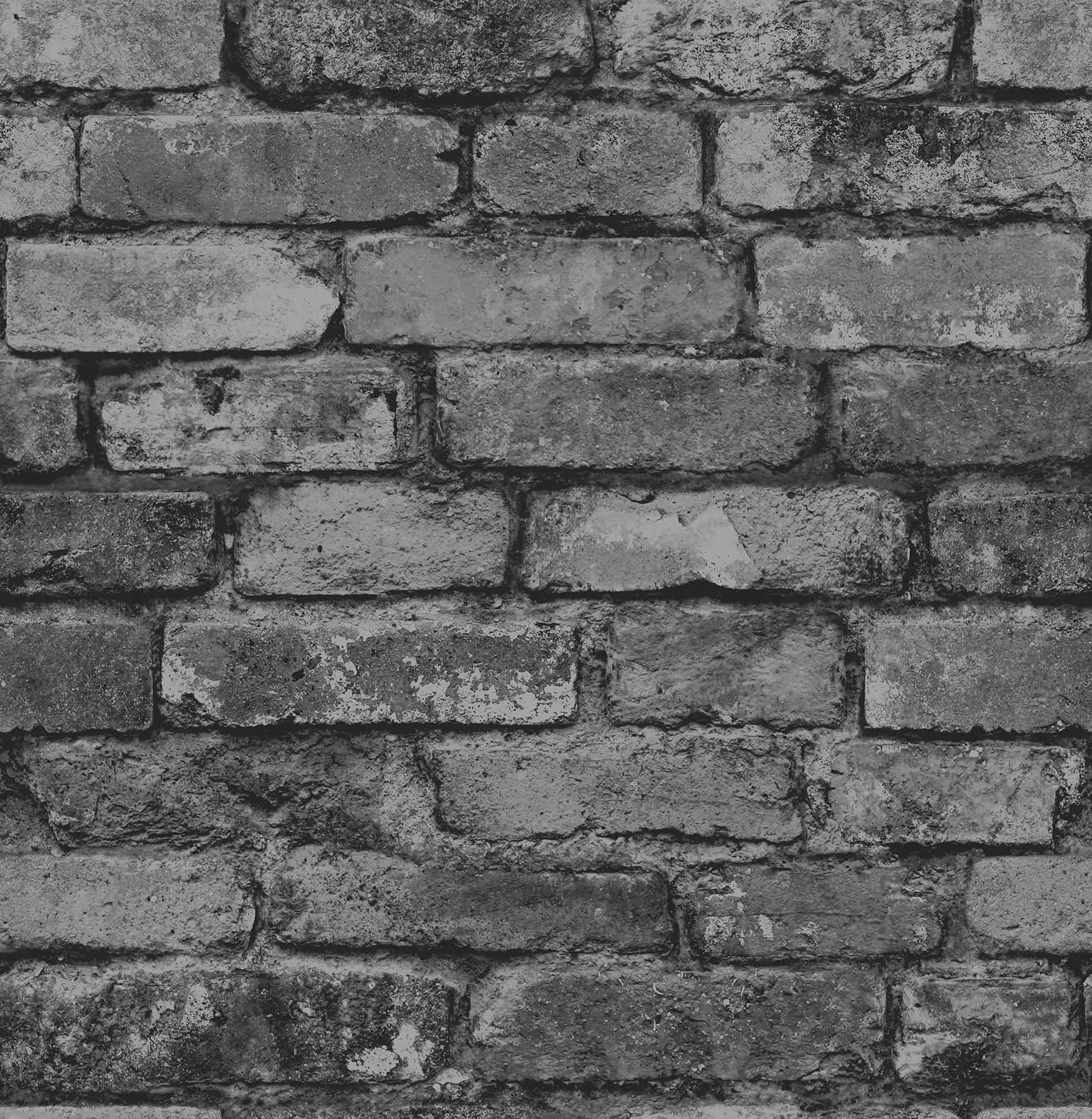 York Davis Charcoal Rustic Brick Wallpaper