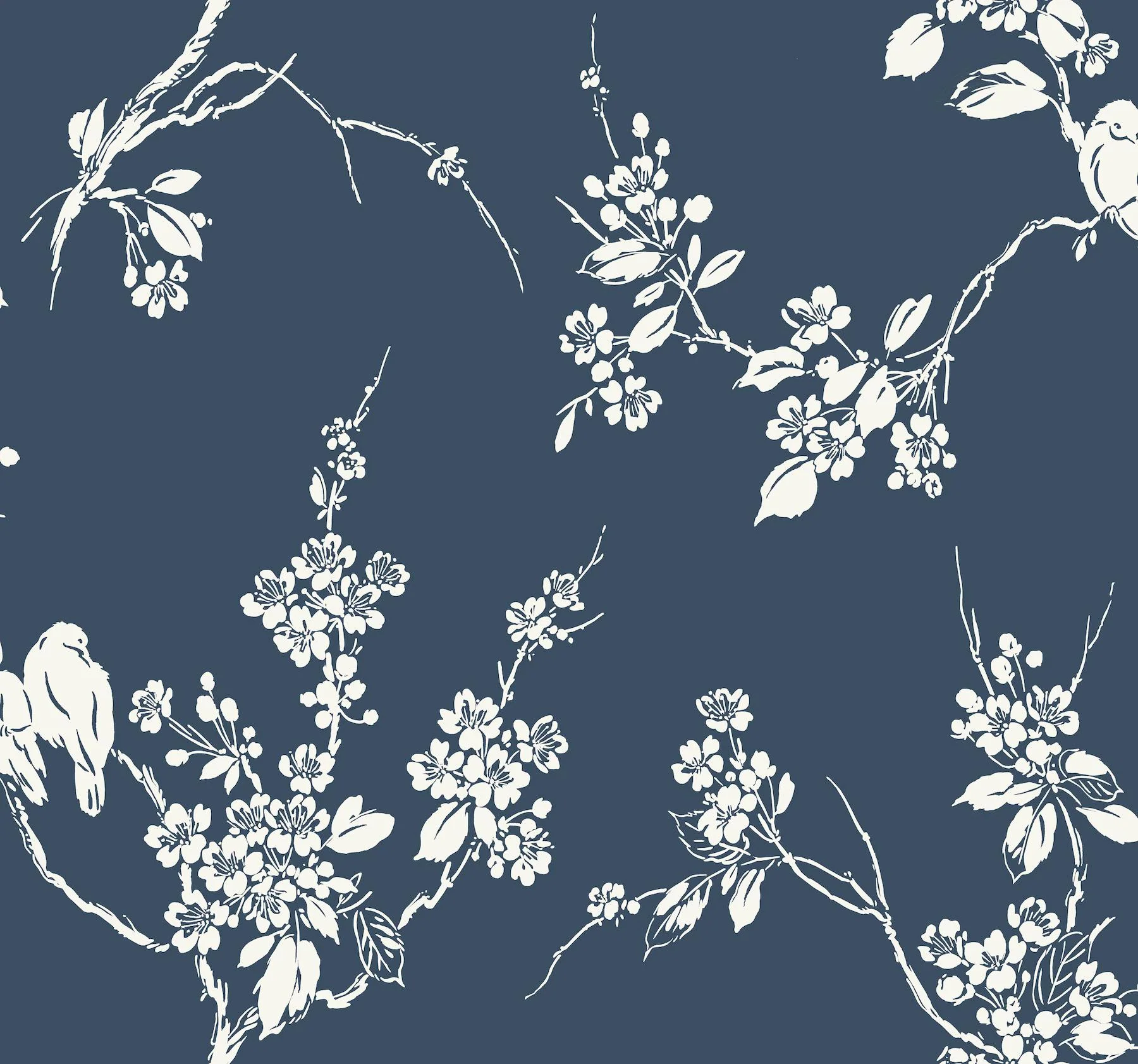 York Imperial Navy Blossoms Branch Wallpaper - Image 2