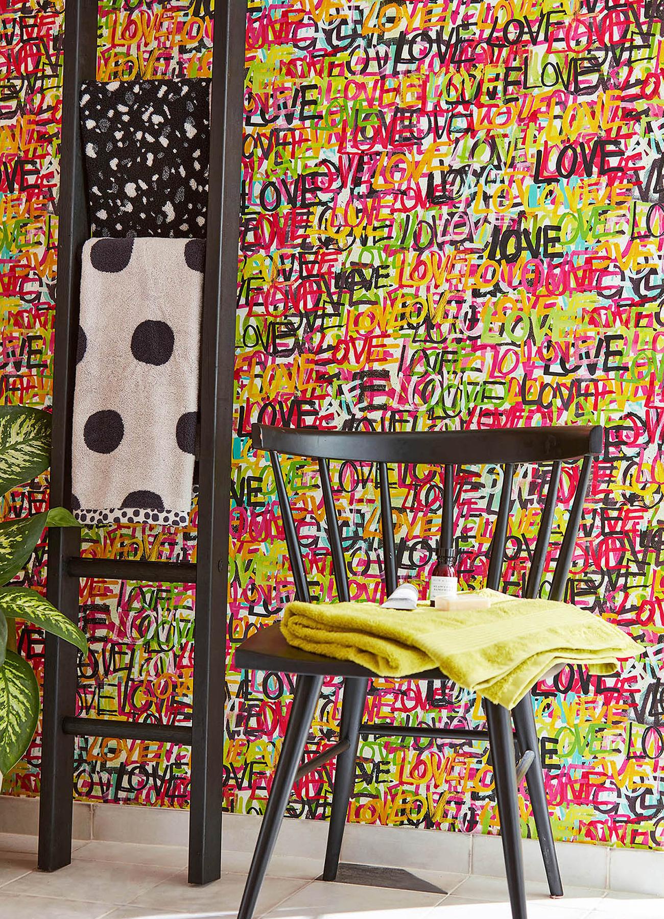 York Indio Chartreuse Love Scribble Wallpaper - Image 2